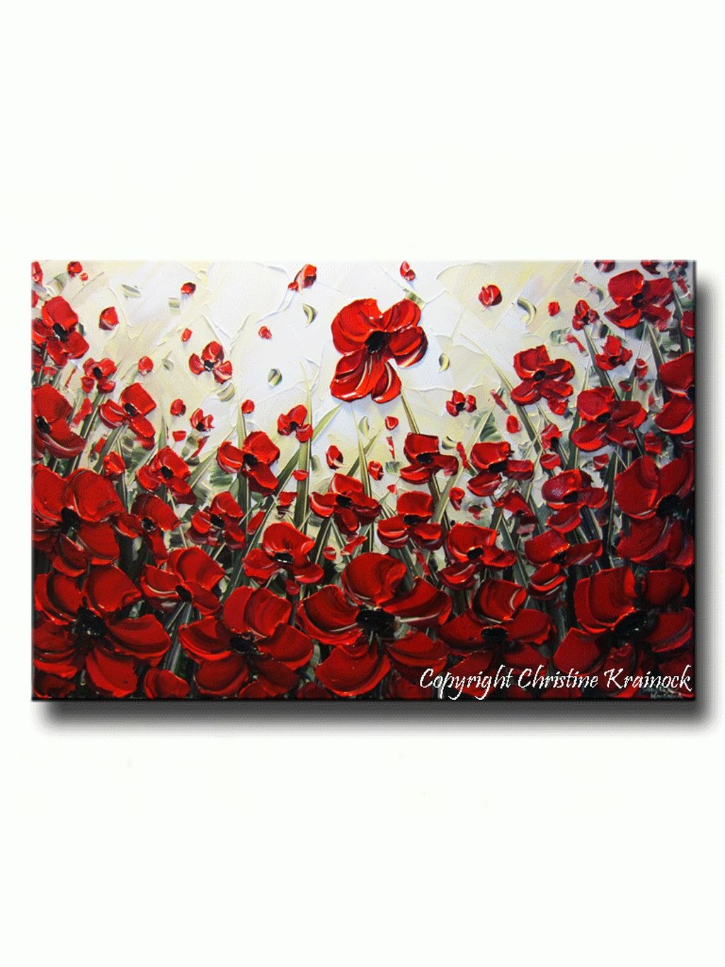 Art Abstract Red Poppy Flowers Painting Original Modern Art With Regard To Recent Red Flowers Canvas Wall Art (View 12 of 15)