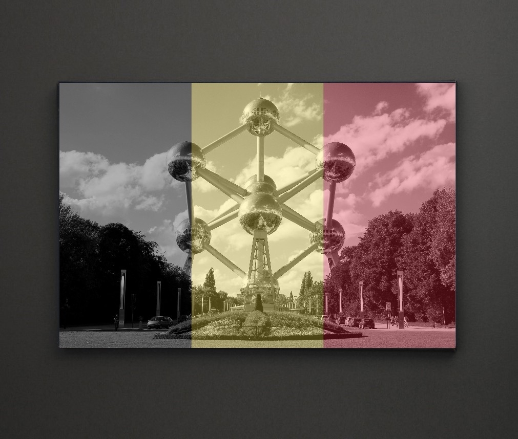 Atomium Belgium Flag A4 Framed/box Canvas A4 A3 A2 A1 Gift Ideas Within Recent Leadgate Canvas Wall Art (Gallery 1 of 15)