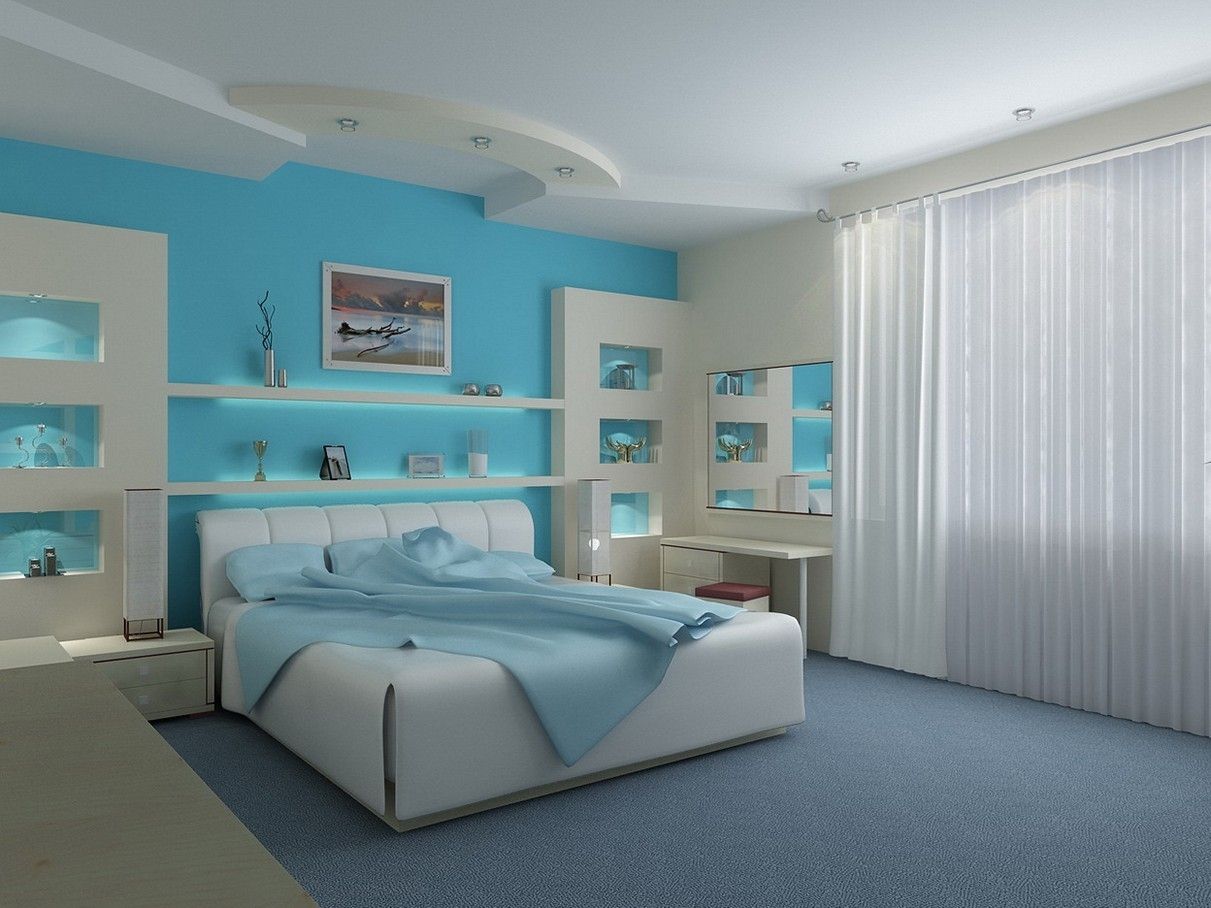 Bedroom Design: Purple Accent Wall Accent Wallpaper Ideas Making A Within Most Current Light Blue Wall Accents (View 1 of 15)