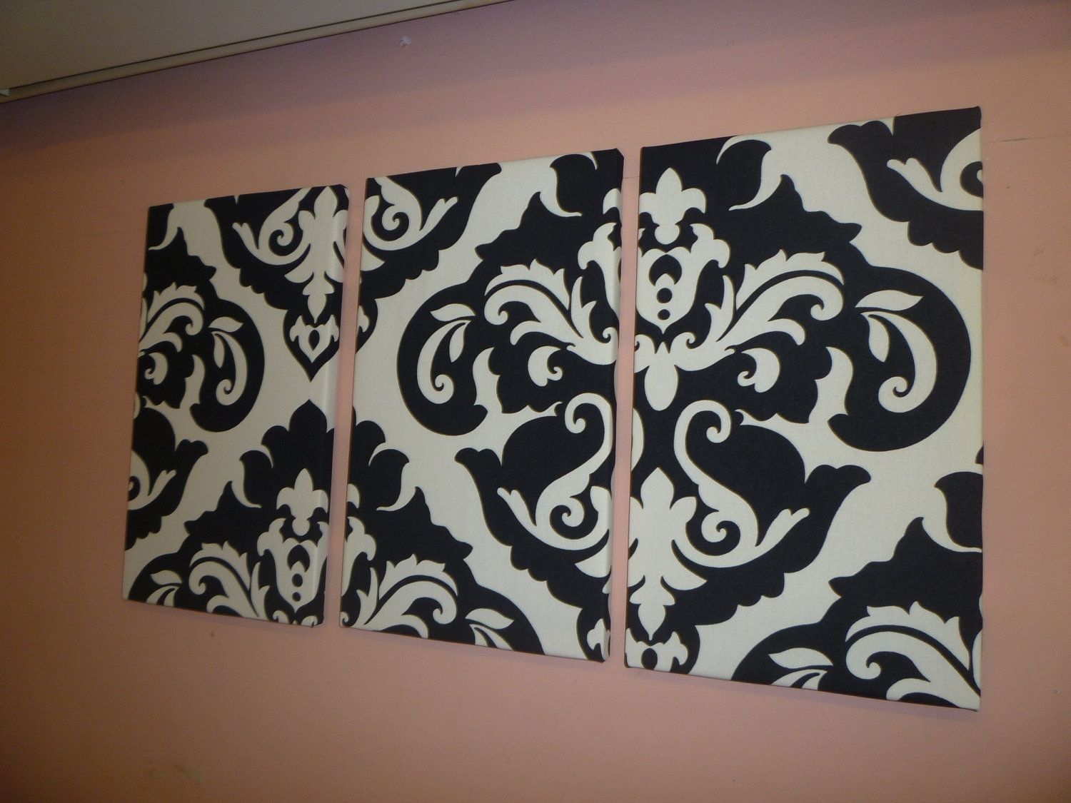 Black White Damask Fabric Wall Art Funky Retro Wickedwalls – Dma Inside Recent Fabric Butterfly Wall Art (View 4 of 15)