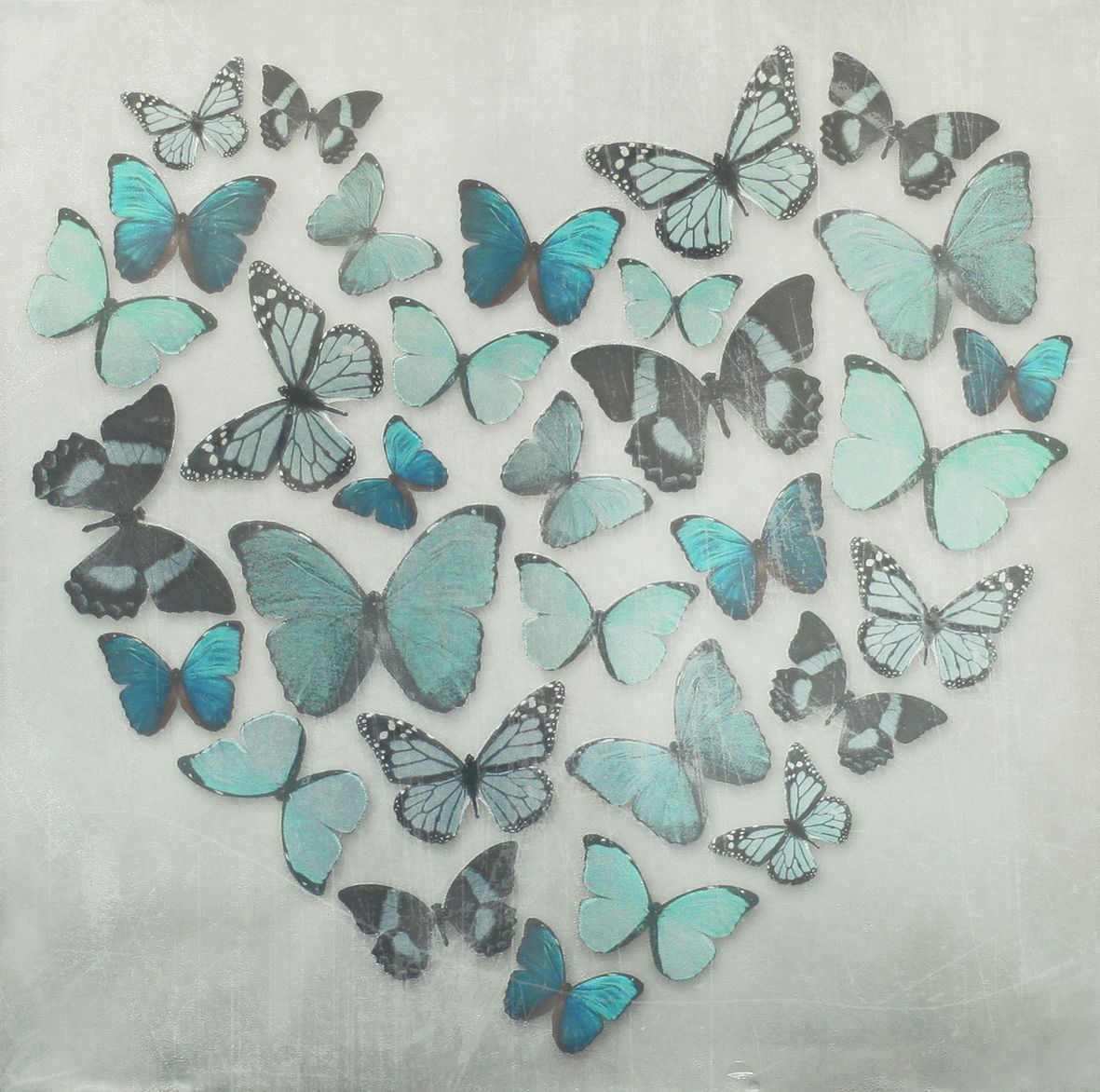 Butterfly Love Teal Superfoil Canvas | For The Love {teal With Newest Duck Egg Canvas Wall Art (View 13 of 15)