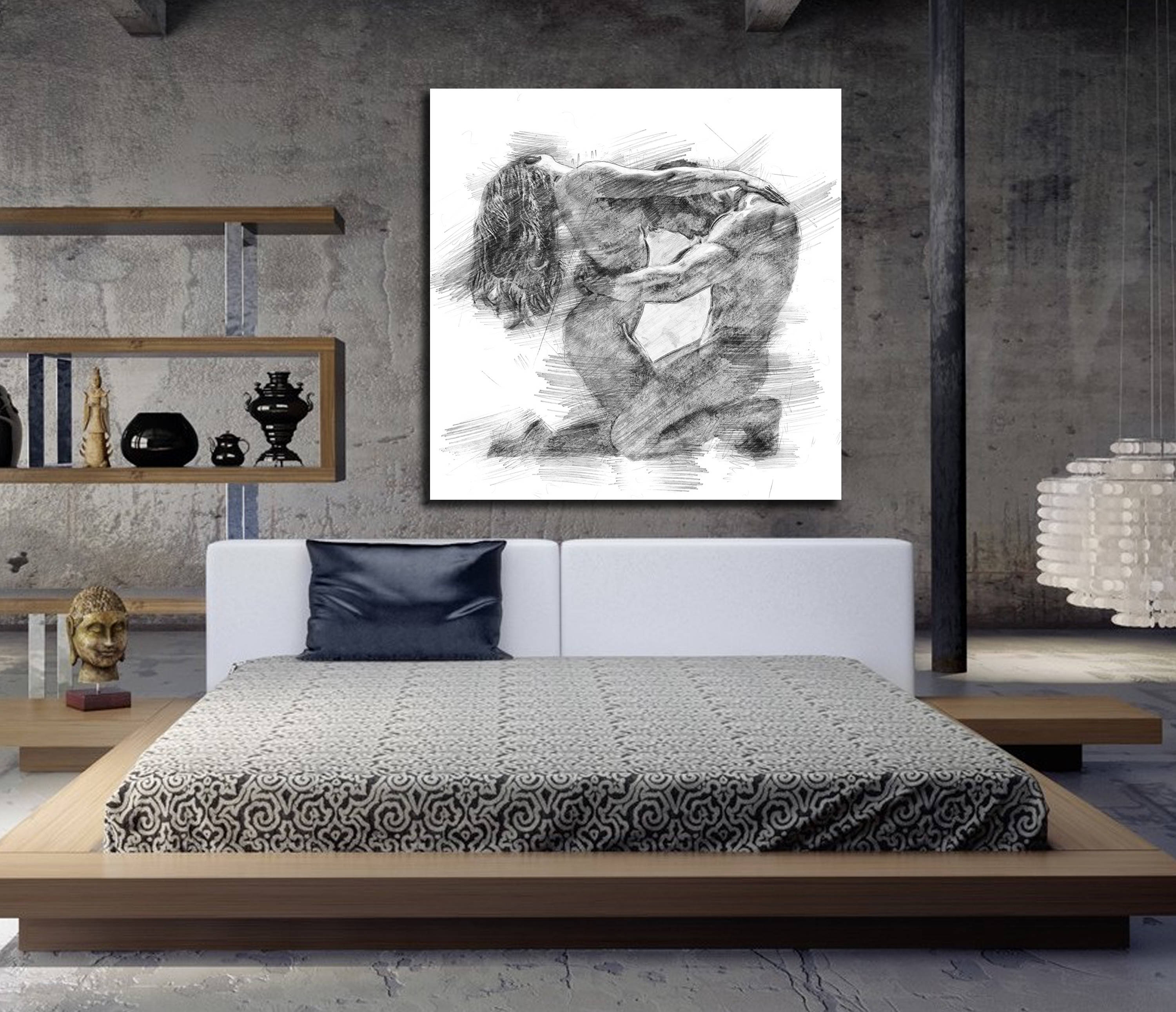 Canvas Art His & Hers Bedroom Wall Art, Abstract Art Print, Pencil With Current Bedroom Canvas Wall Art (Gallery 1 of 15)