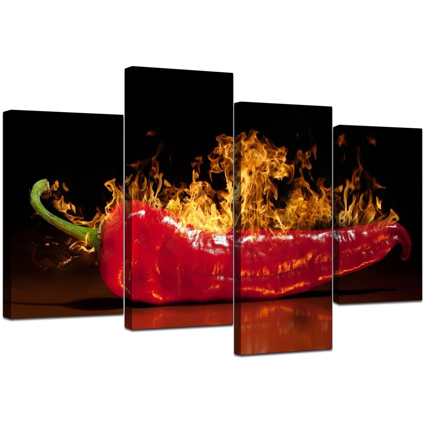 Canvas Wall Art Of Red Chili On Fire For Your Kitchen Throughout 2017 Kitchen Canvas Wall Art (View 1 of 15)