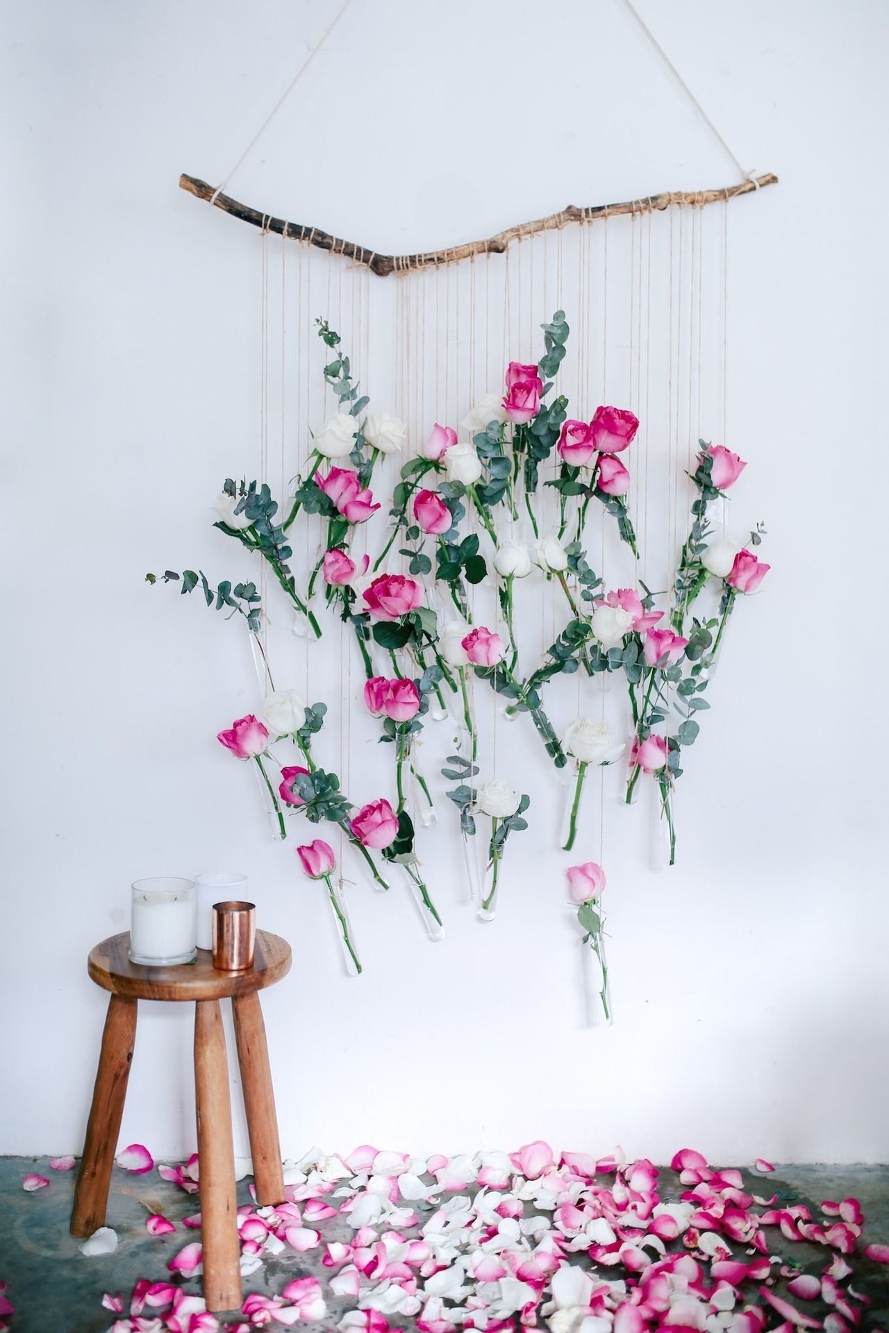 Diy Floral Vase Wall Hanging (using Rose And Eucalyptus!) | Blog Throughout Current Flowers Wall Accents (Gallery 1 of 15)