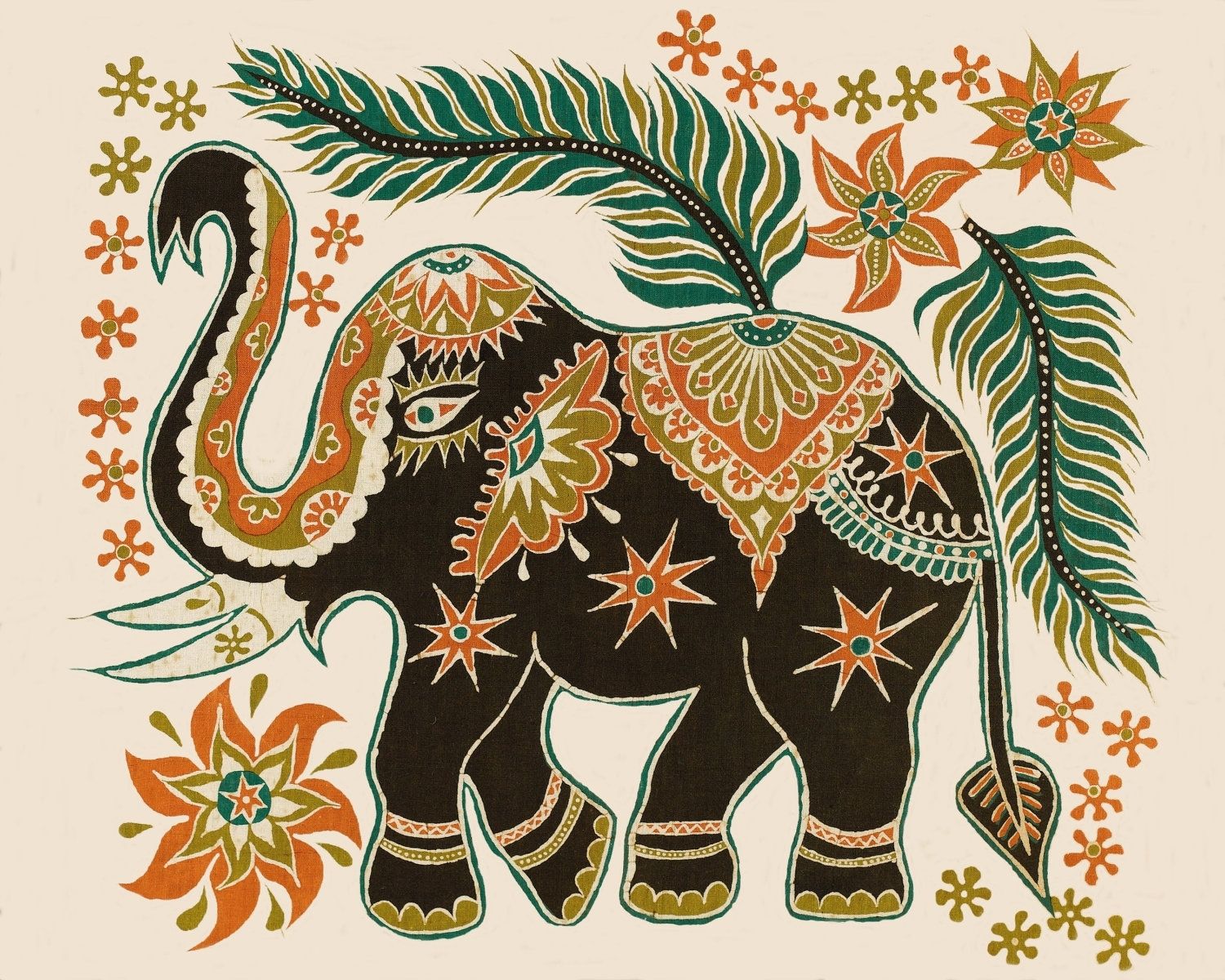 Elephant Batik Art Tile Wall Hanging | Batik Art, Art Tiles And Within 2018 Elephant Fabric Wall Art (View 6 of 15)