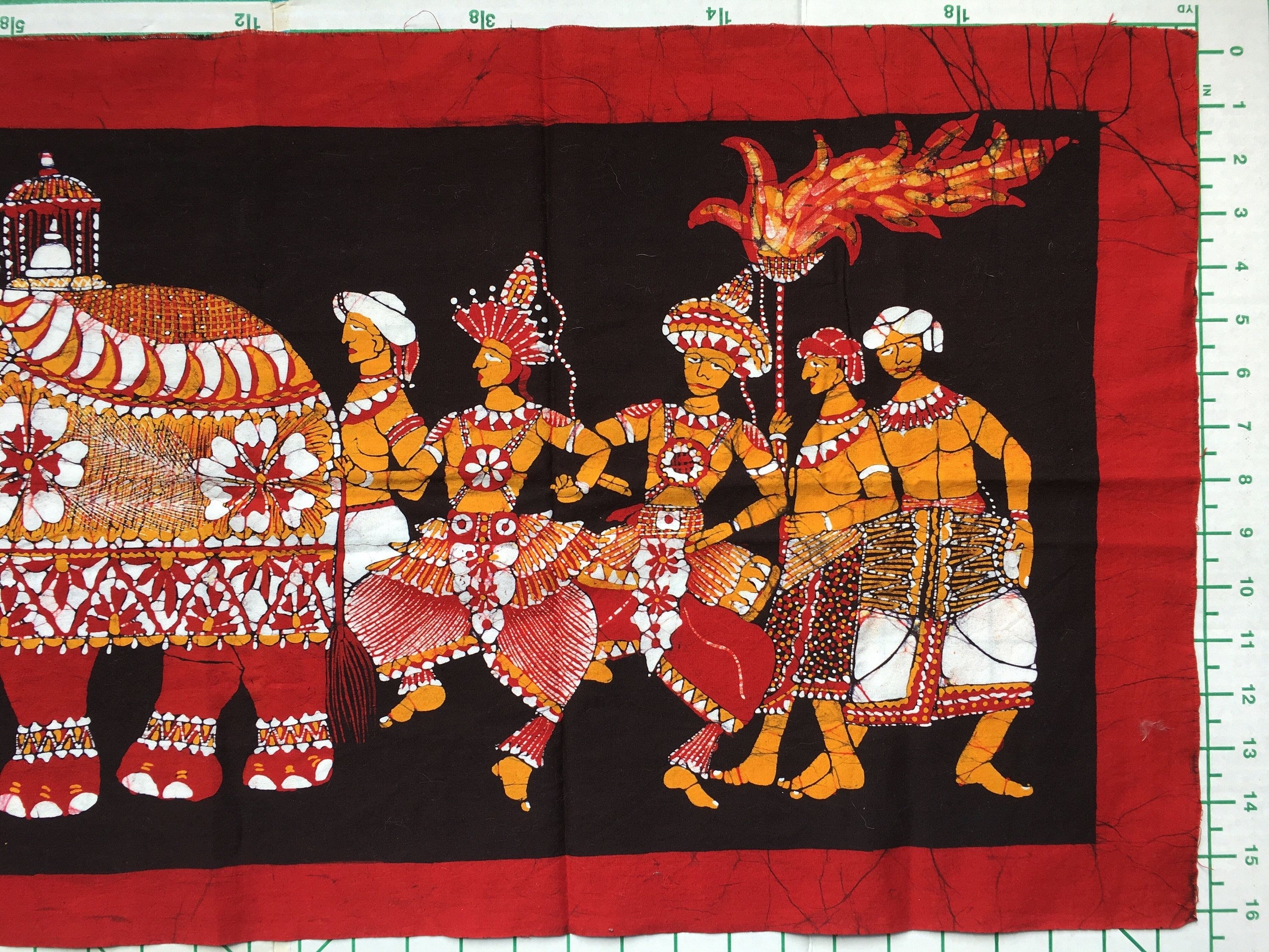 Elephant Batik Fabric Panel Wide Indonesia Cotton Wall Art India Throughout 2018 Batik Fabric Wall Art (View 13 of 15)