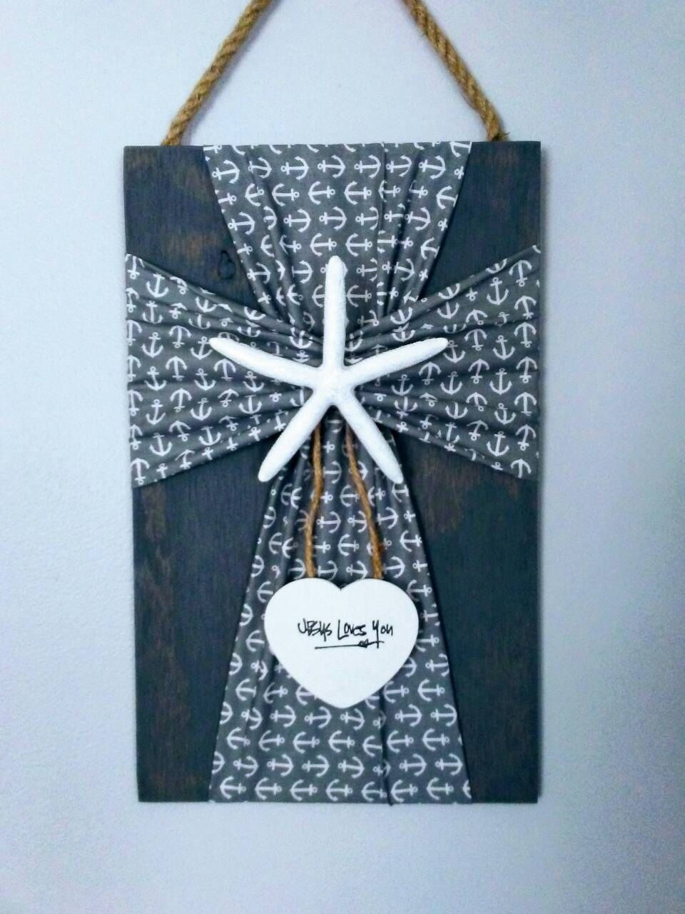Fabric Cross,wooden Plaque, Cross Wall Decor, Christian Wall Art Intended For Most Recently Released Fabric Cross Wall Art (View 11 of 15)