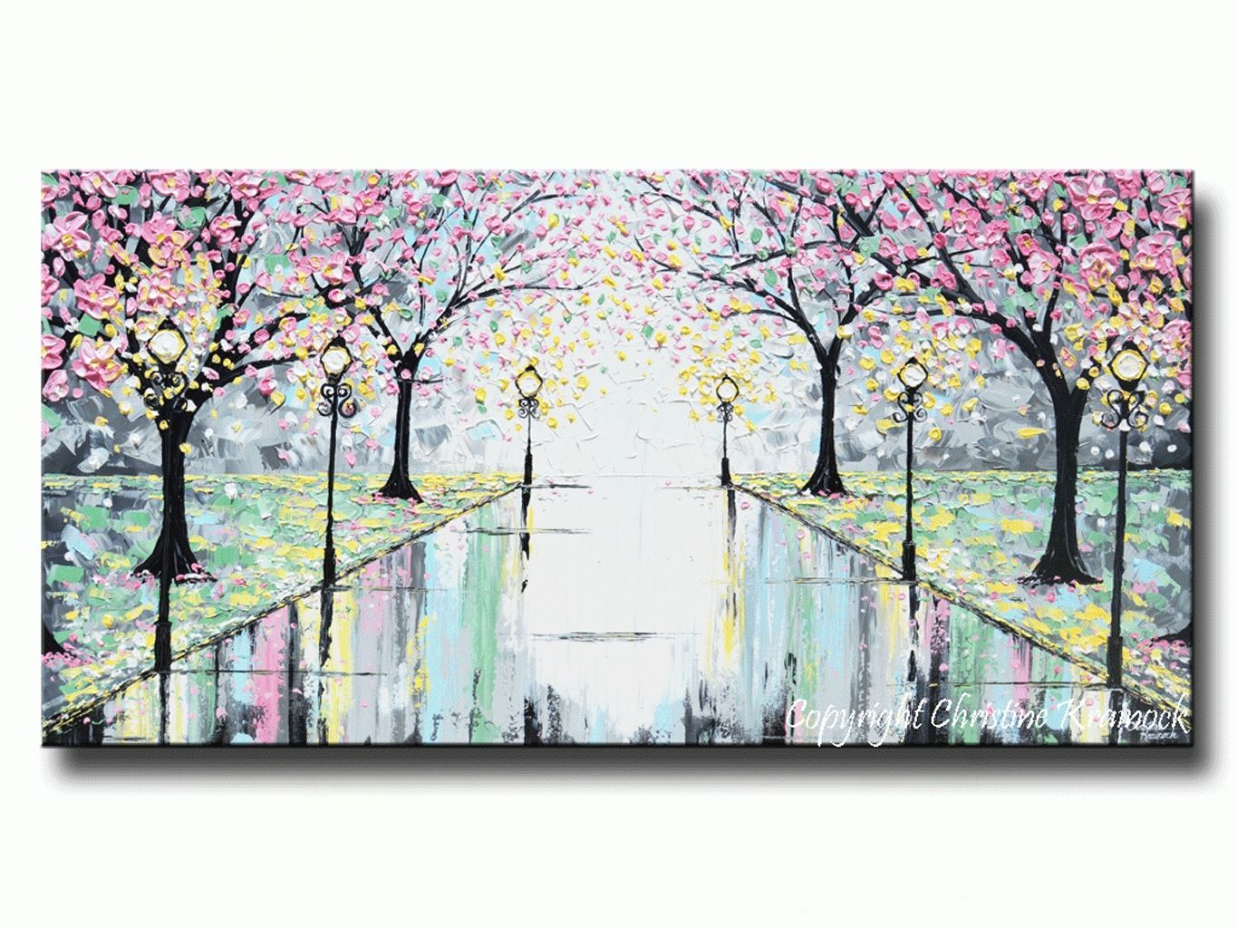 Giclee Print Abstract Art Painting Pink Cherry Trees Canvas Prints With Latest Jcpenney Canvas Wall Art (View 3 of 15)