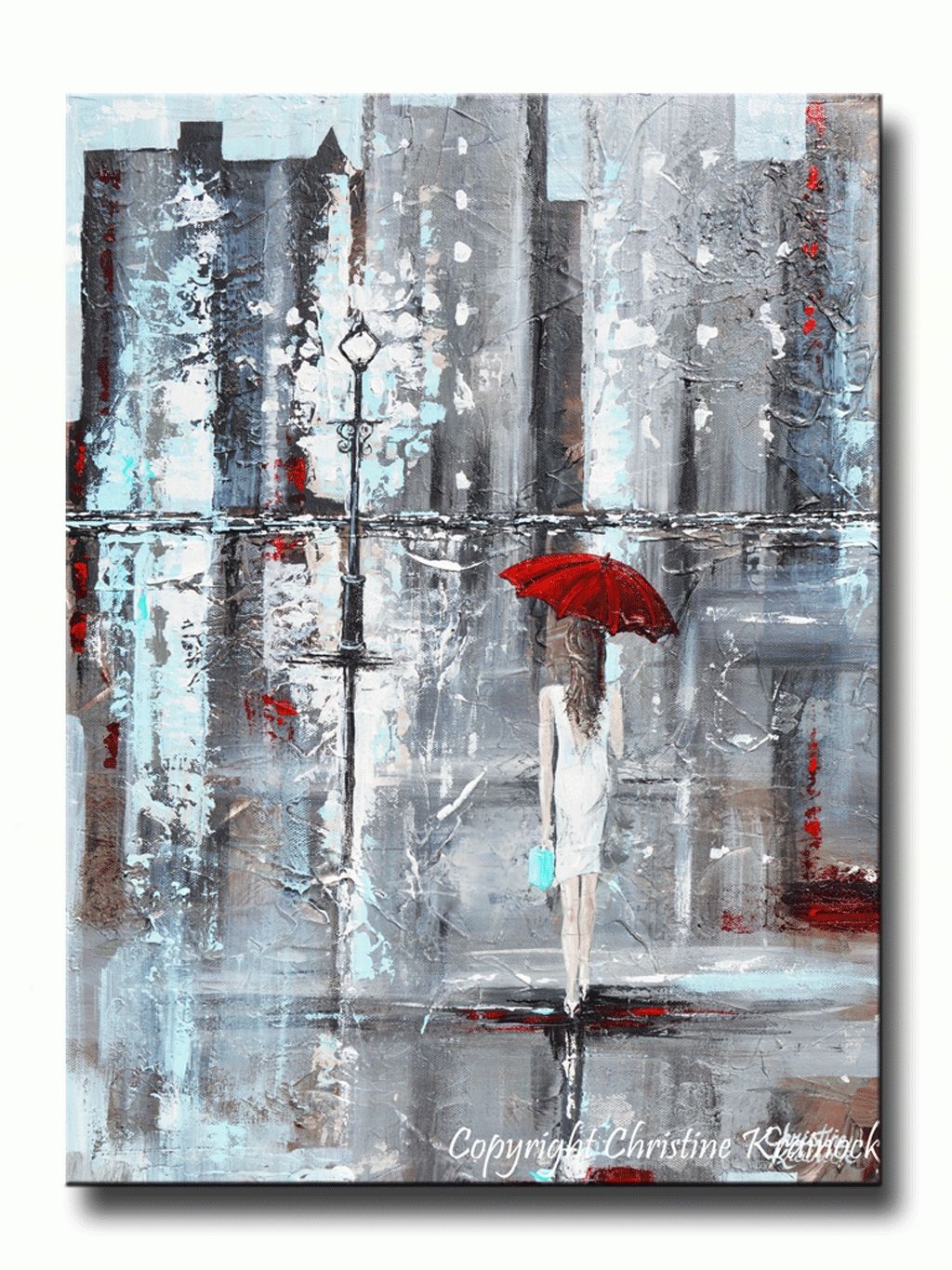 Giclee Print Art Abstract Painting Girl Red Umbrella City Modern Throughout Recent Calgary Canvas Wall Art (View 15 of 15)