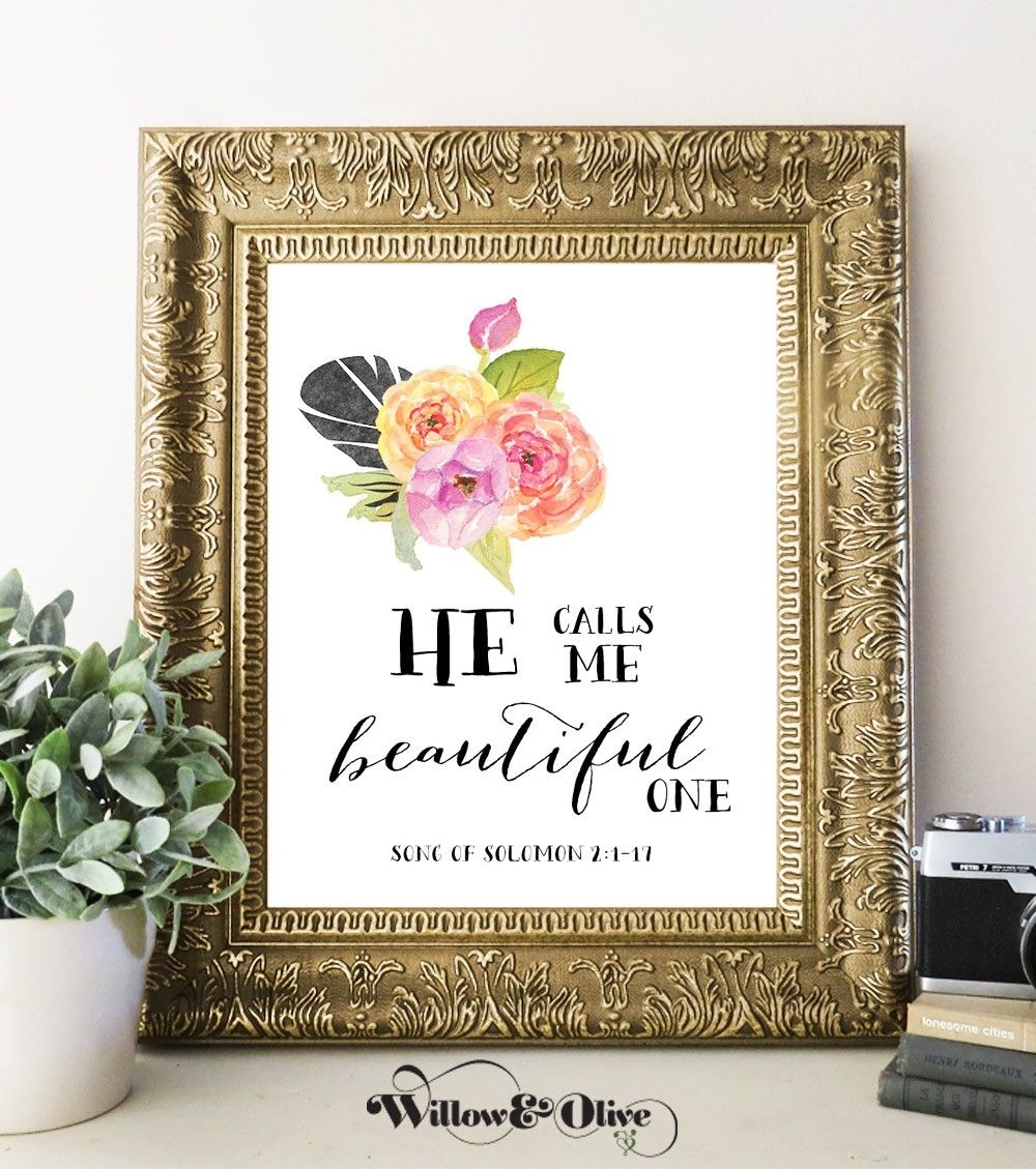He Calls Me Beautiful One Bible Verse Art Print | Verses, Bible Inside 2018 Christian Framed Art Prints (View 10 of 15)