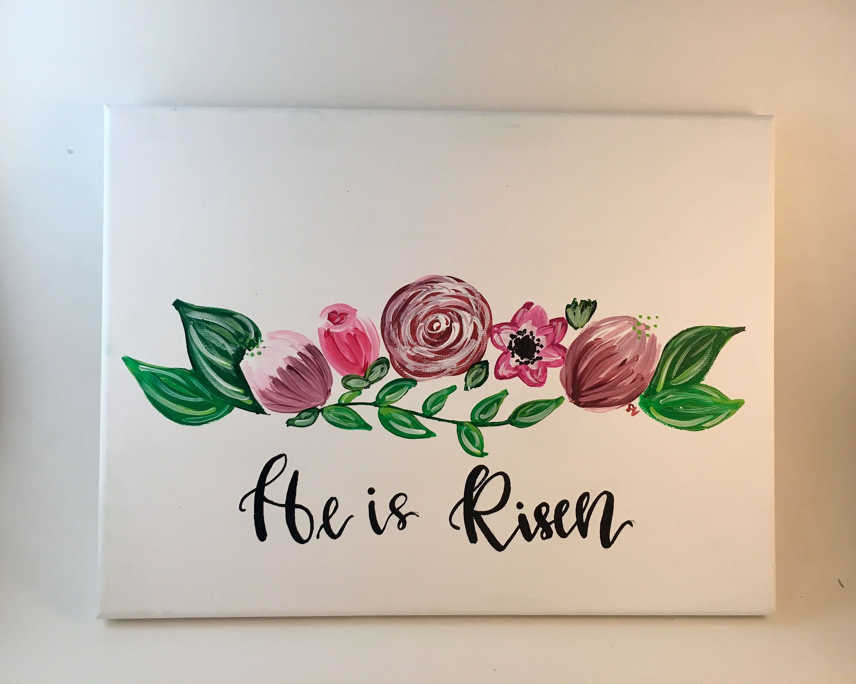 He Is Risen Bible Quote Easter Decor Hand Letter Canvas Painting Intended For 2017 Letters Canvas Wall Art (View 3 of 15)