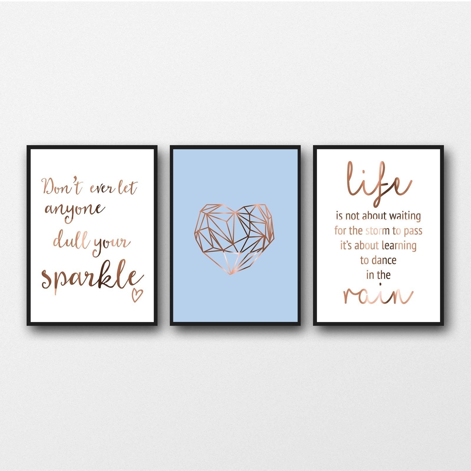 Inspirational Copper Foil Quote Posters, Set Of 3 Prints With Regard To Most Recently Released Dance Quotes Canvas Wall Art (View 14 of 15)