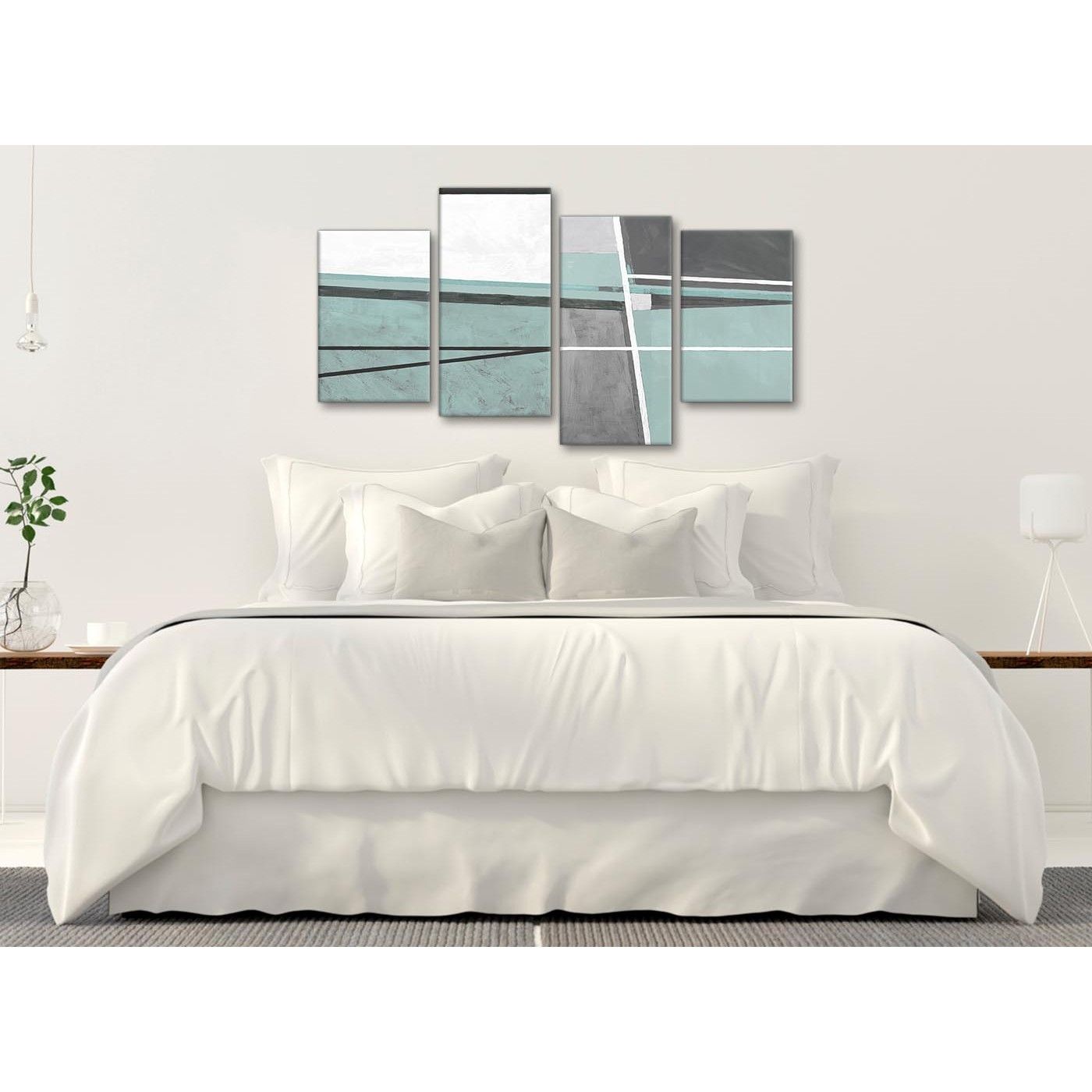 Large Duck Egg Blue Grey Painting Abstract Bedroom Canvas Pictures For Most Up To Date Duck Egg Blue Canvas Wall Art (View 12 of 15)