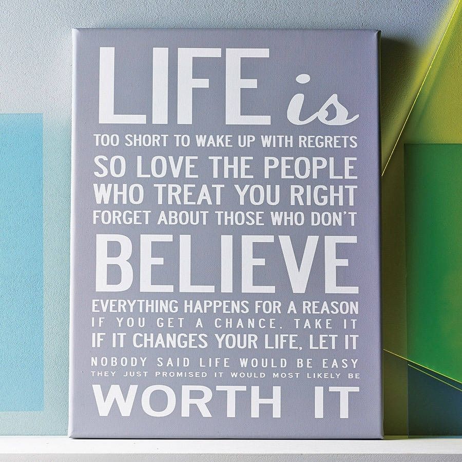 Life Is Too Short' Quote Print Or Canvasi Love Design Pertaining To Current Canvas Wall Art Funny Quotes (View 1 of 15)