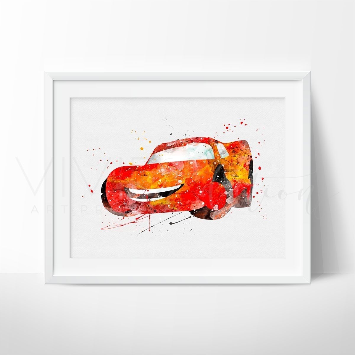 Lightning Mcqueen, Cars Watercolor Art Print | Wall Pops With Regard To Most Recent Cars Theme Canvas Wall Art (View 12 of 15)