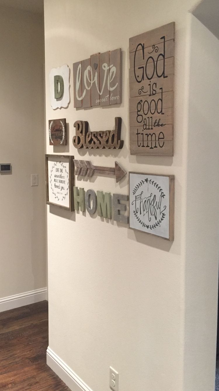 Love My New Gallery Wall!! Found Most Everything At Hobby Lobby Regarding Latest Entryway Wall Accents (View 9 of 15)