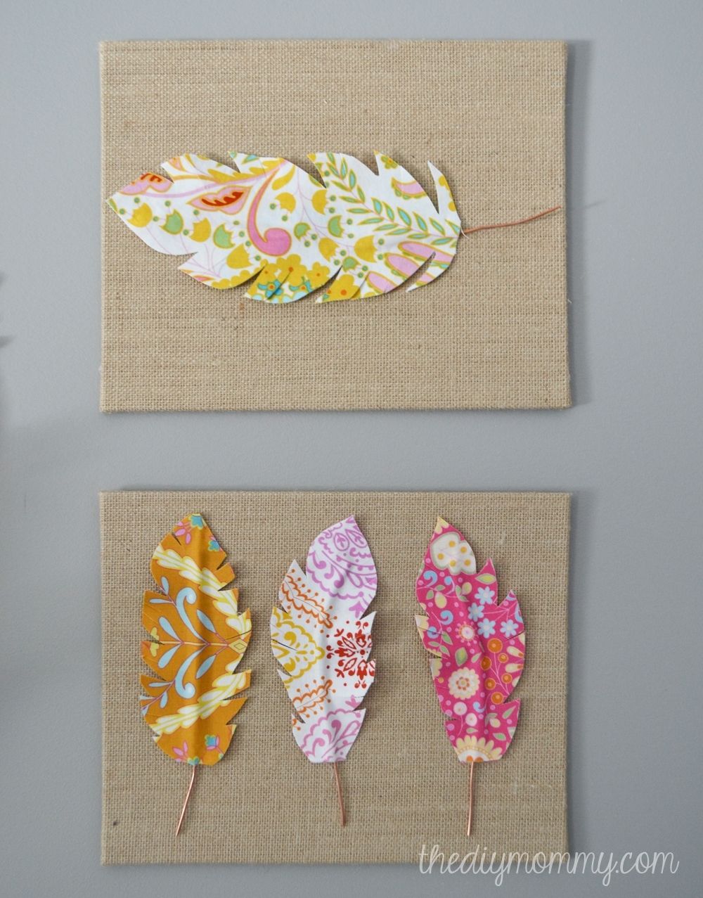 Make Fabric Feather Wall Art | The Diy Mommy Pertaining To Best And Newest Cheap Fabric Wall Art (View 14 of 15)