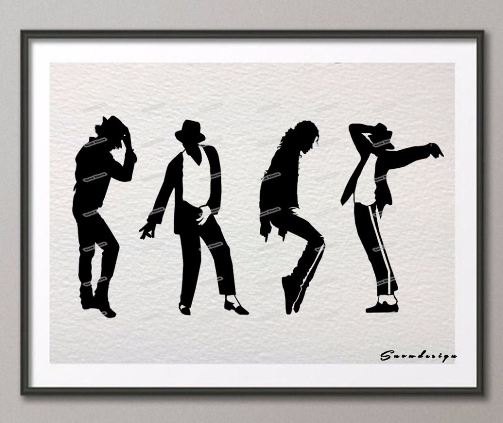 Michael Jackson Dance Silhouette Canvas Painting Pop Wall Art With Regard To Most Recent Michael Jackson Canvas Wall Art (View 4 of 15)