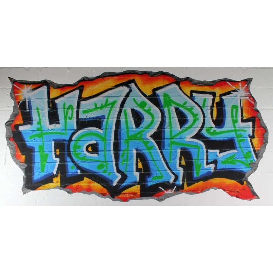 Personalised Blue Graffiti Wall Stickersnest With Regard To Most Current Graffiti Canvas Wall Art (View 13 of 15)