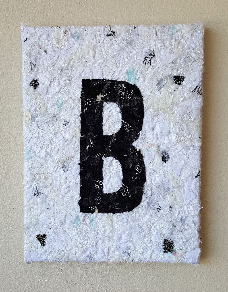 Sans Serif Letter Bold, Fabric Collage Wall Hanging 9"x12" (View 9 of 15)