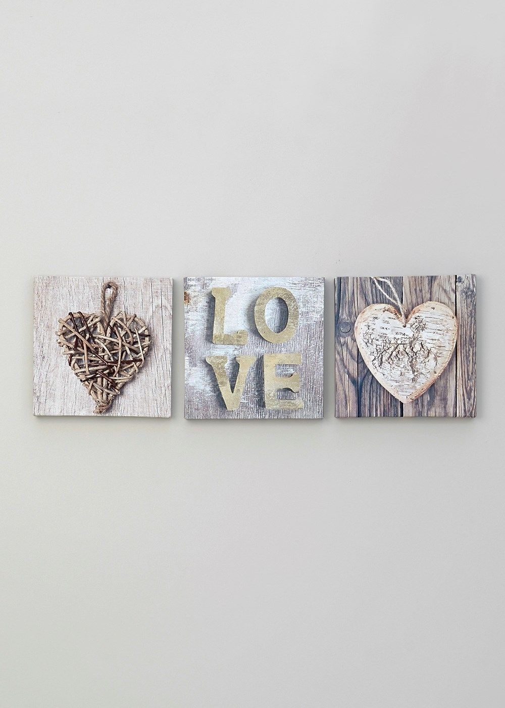 Set Of 3 Heart And Love Prints (20cm X 20cm) – Matalan | House Pertaining To 2017 Matalan Canvas Wall Art (Gallery 2 of 15)