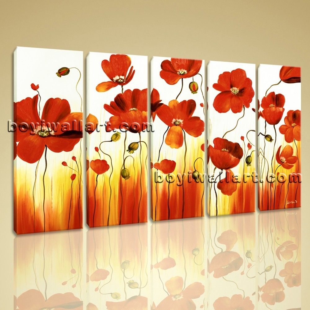 Stretched Canvas Wall Art Prints Abstract Painting Poppy Flowers Intended For Most Current Poppies Canvas Wall Art (View 8 of 15)