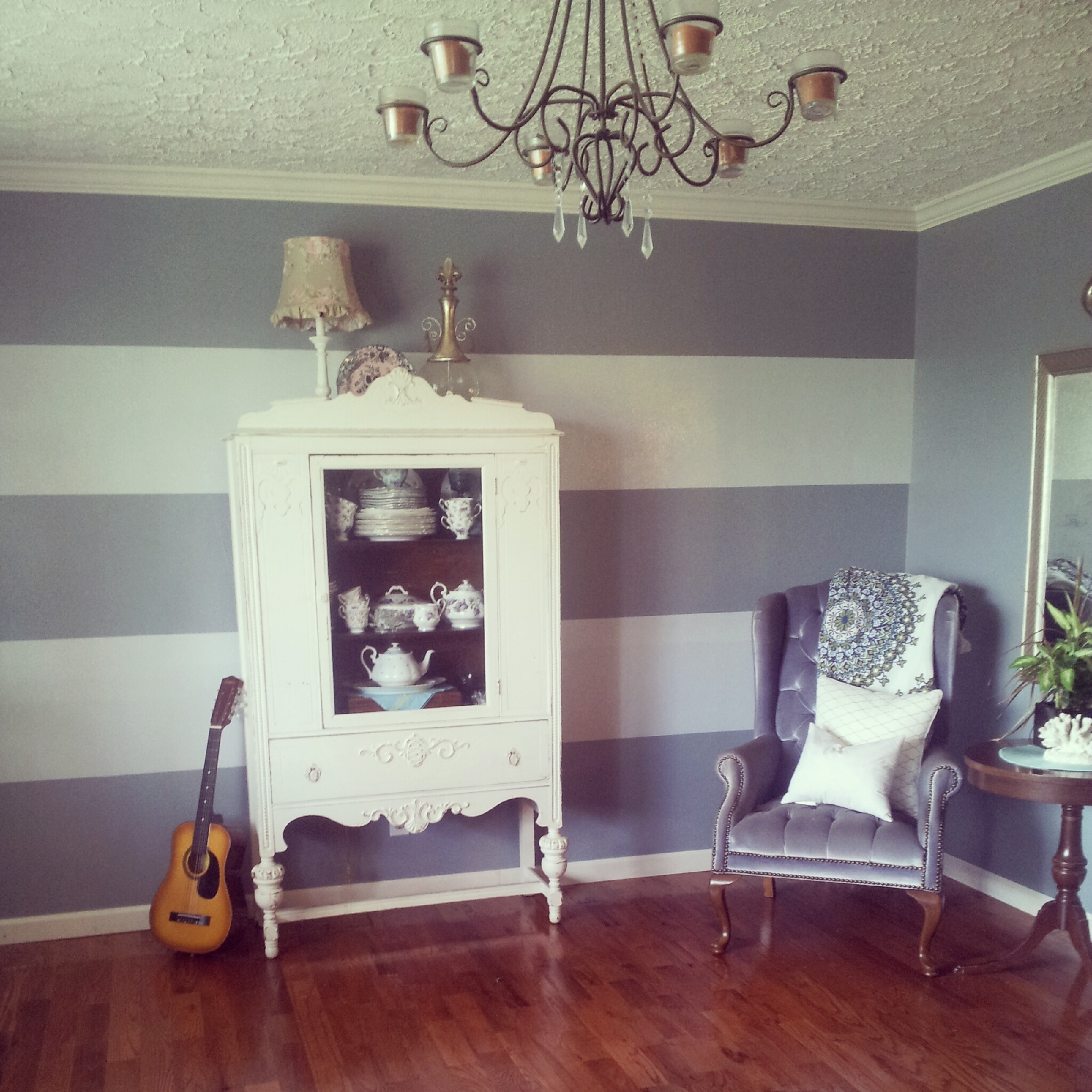 Striped Accent Wall, Gray Blue Paint, Wide Stripes | For The Home Throughout Newest Stripe Wall Accents (Gallery 1 of 15)