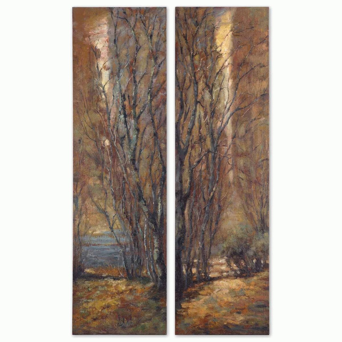 Tree Panels Canvas Wall Art – Set Of 2 Intended For Most Popular Canvas Wall Art Of Trees (View 3 of 15)
