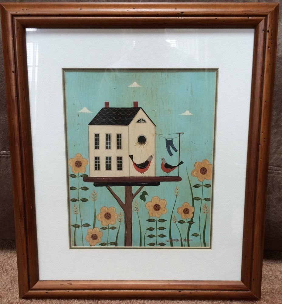 Warren Kimble Framed Art Print Birds Birdhouse Country Decor 14" X Throughout Most Recently Released Framed Country Art Prints (Gallery 1 of 15)