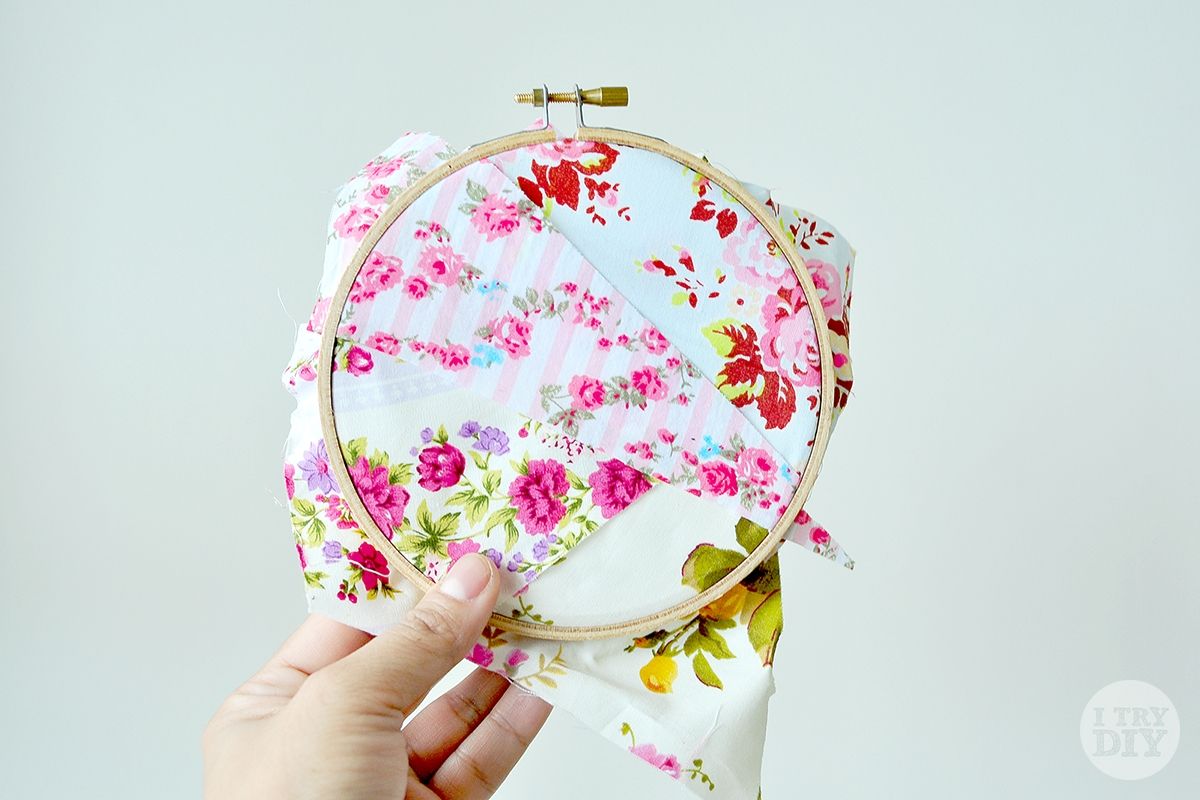Wooden Embroidery Hoop And Fabric Wall Hanging | I Try Diy Inside Most Current Fabric Hoop Wall Art (View 11 of 15)