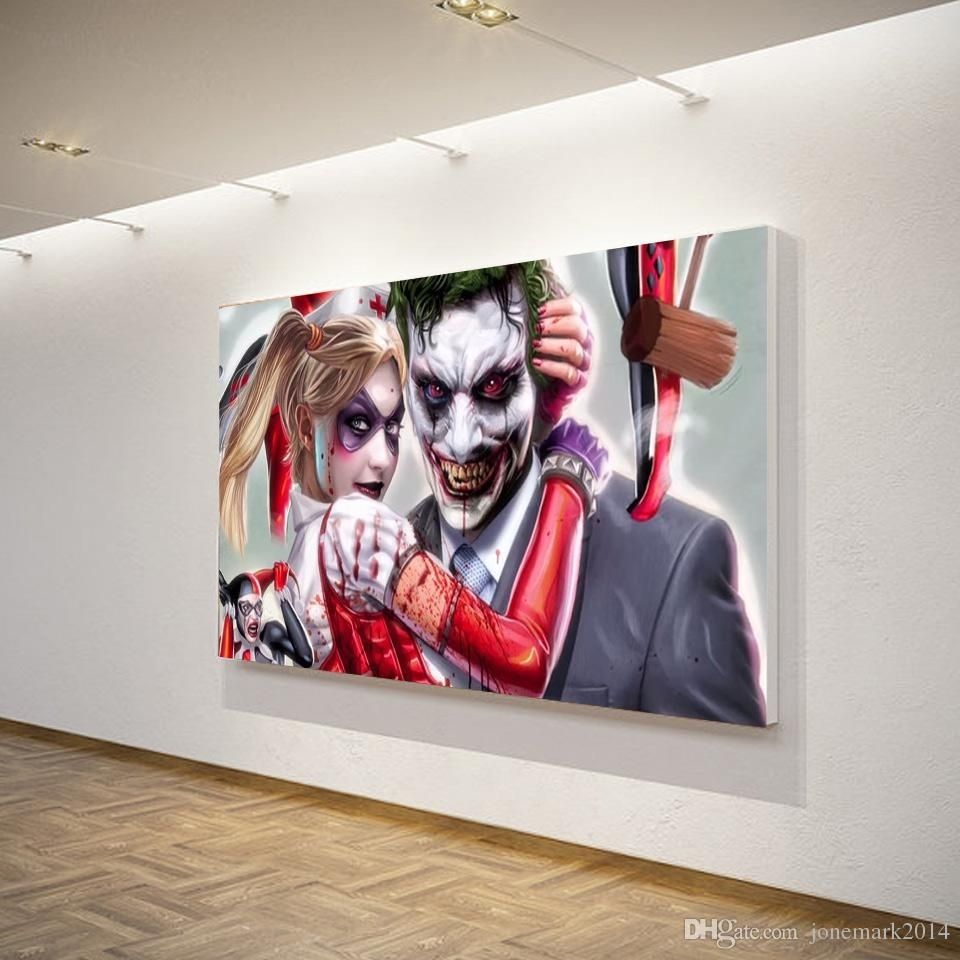 2018 Joker Harley Quinn Comics Wall Art Canvas Pictures For Living For 2018 Joker Wall Art (View 3 of 20)