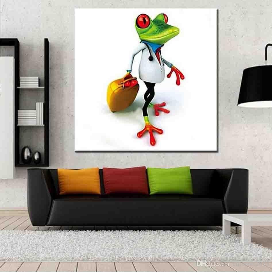 2018 Unframed Handpainted Travel Frog Animal Oil Painting On Canvas With Regard To Current Gecko Canvas Wall Art (View 6 of 20)