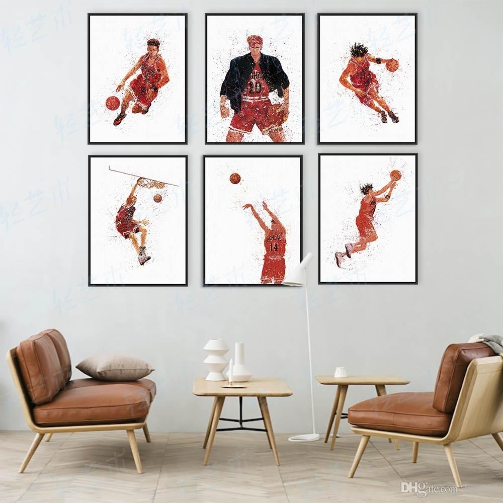 2018 Watercolor Slam Dunk Japanese Animation Basketball Poster Boy For Latest Basketball Wall Art (Gallery 1 of 15)