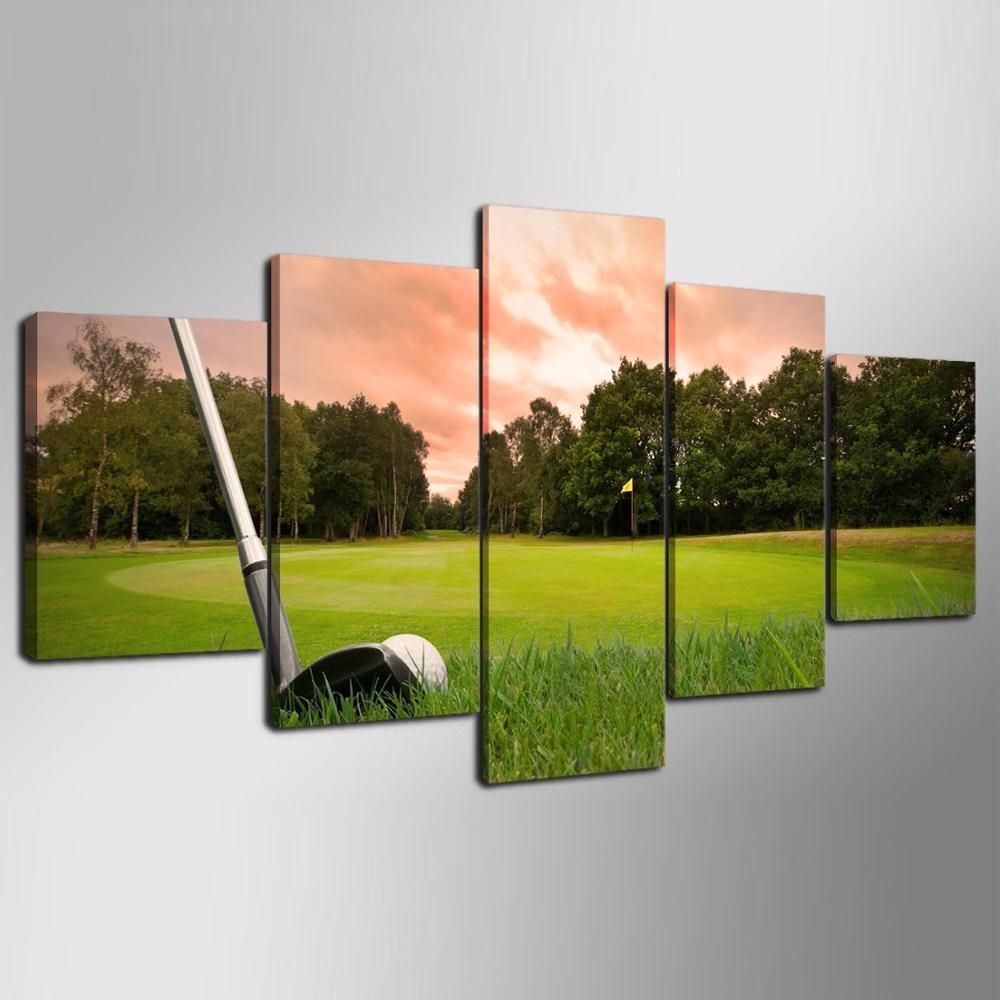 5 Piece Canvas Art Hd Print Canvas Room Home Decor Wall Art Hd Golf With Regard To Best And Newest Golf Canvas Wall Art (Gallery 17 of 20)