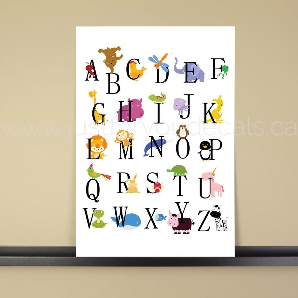 Alphabet Poster – Nursery Wall Art – Playroom Poster – Alphabet Wall Intended For Newest Alphabet Wall Art (View 9 of 20)