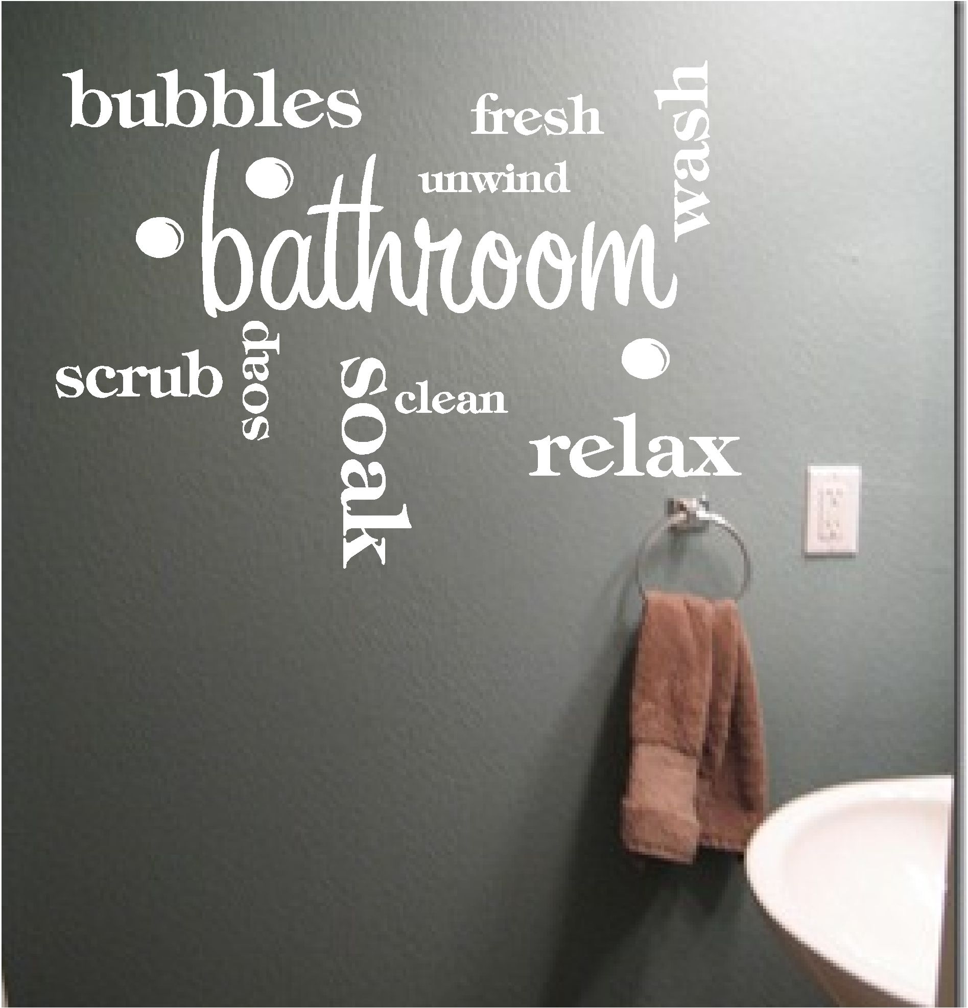 Bathroom Word Cloud Vinyl Wall Art Quote Sticker Wash Words Bath With Regard To Most Recently Released Word Wall Art (View 6 of 20)