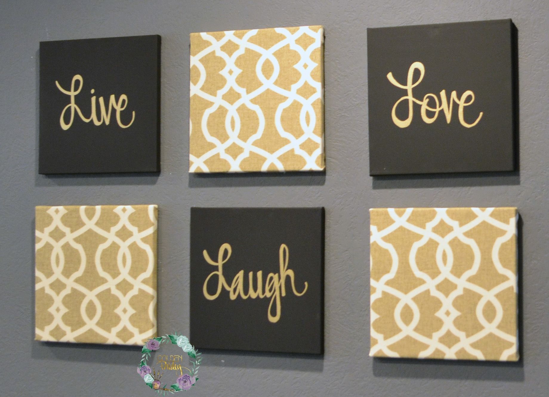 Black And Gold Eat Drink Be Merry Chic Wall Art Set With Regard To Most Recently Released Black And Gold Wall Art (View 1 of 20)