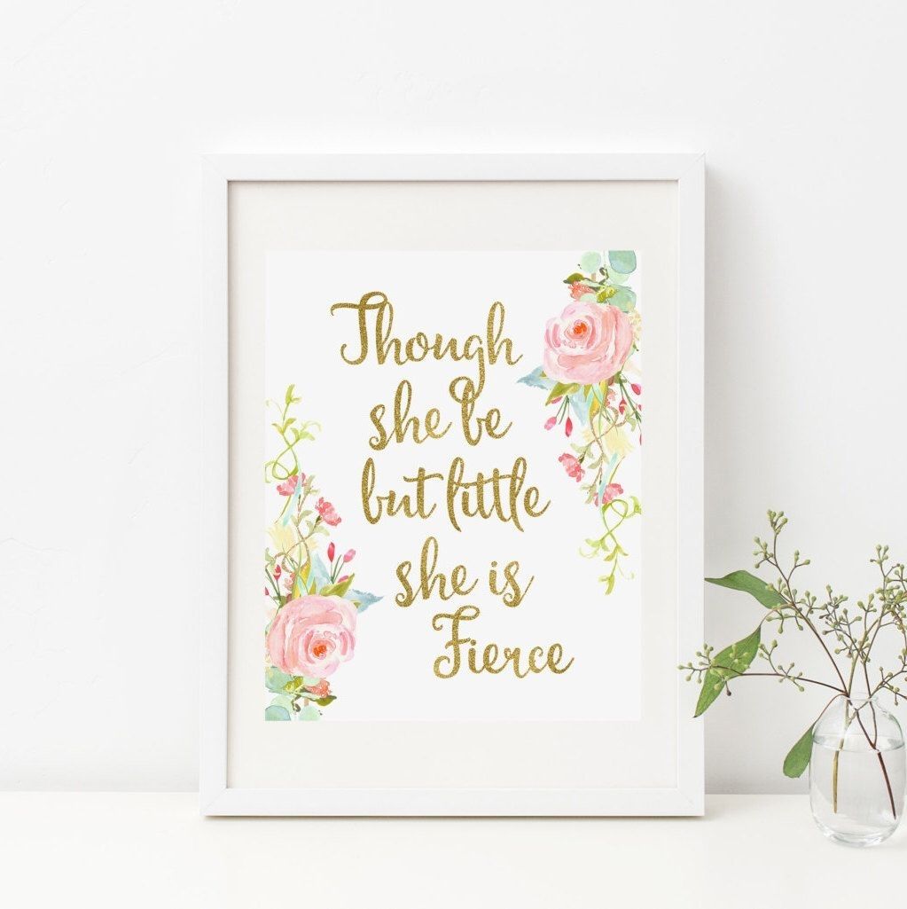 Bohemian Though She Be But Little She Is Fierce Printable Nursery With Regard To 2018 Though She Be But Little She Is Fierce Wall Art (View 2 of 20)
