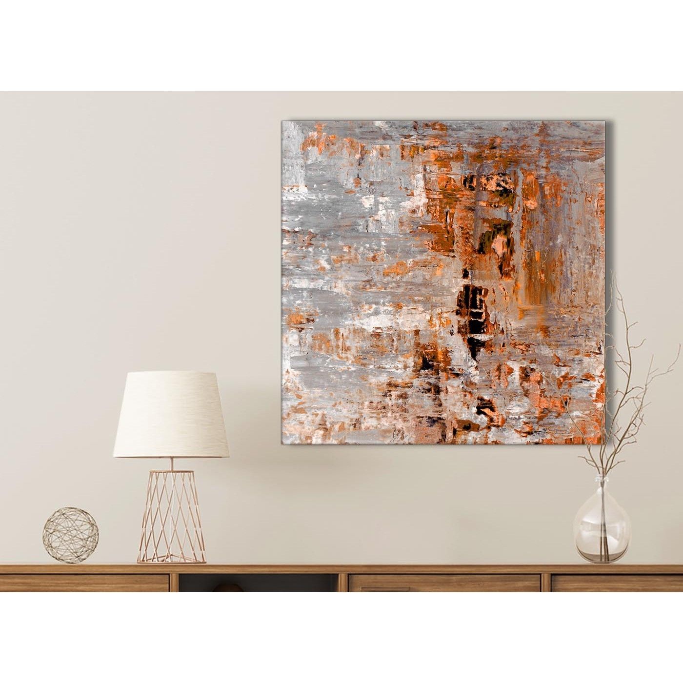 Burnt Orange Grey Painting Bathroom Canvas Wall Art Accessories Within Best And Newest Orange Wall Art (View 1 of 20)