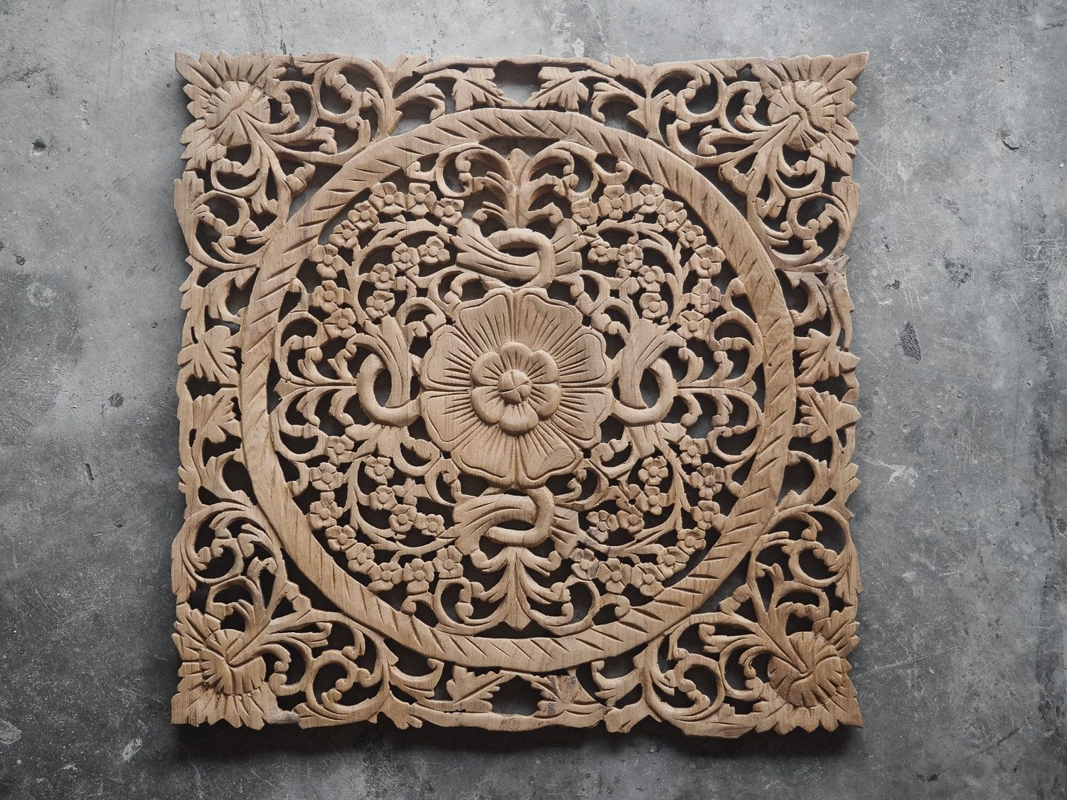 Buy Lotus Wood Carving Plaque Oriental Decor Online In Recent Wood Carved Wall Art (View 1 of 20)