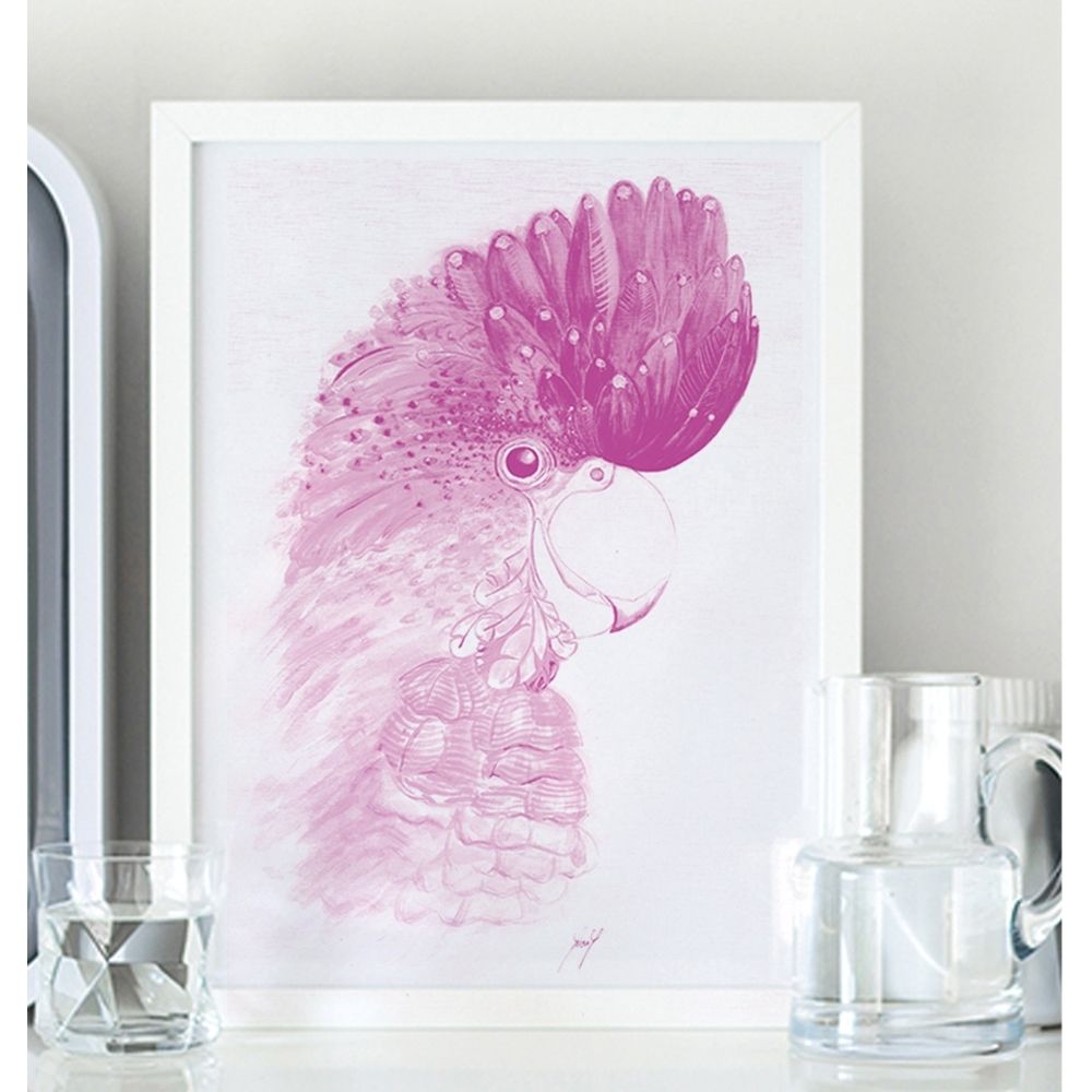 Dusty Pink Parrot Wall Art Print, Office Or Home Art, Wall Decor Regarding Most Up To Date Pink Wall Art (View 19 of 20)