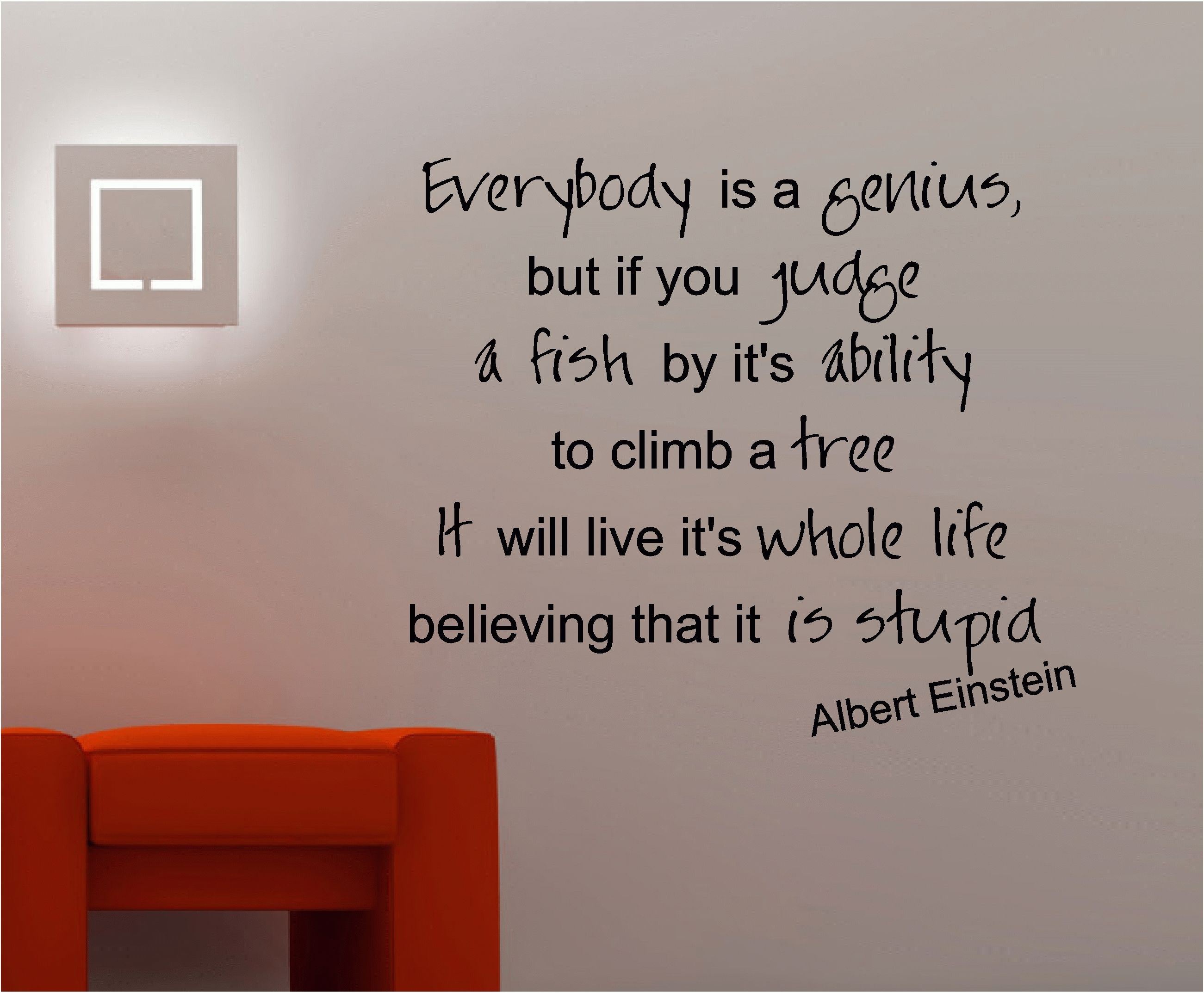 Einstein Genius Inspirational Wall Art Quote Sticker Vinyl Lounge Pertaining To Newest Inspirational Quotes Wall Art (View 2 of 20)