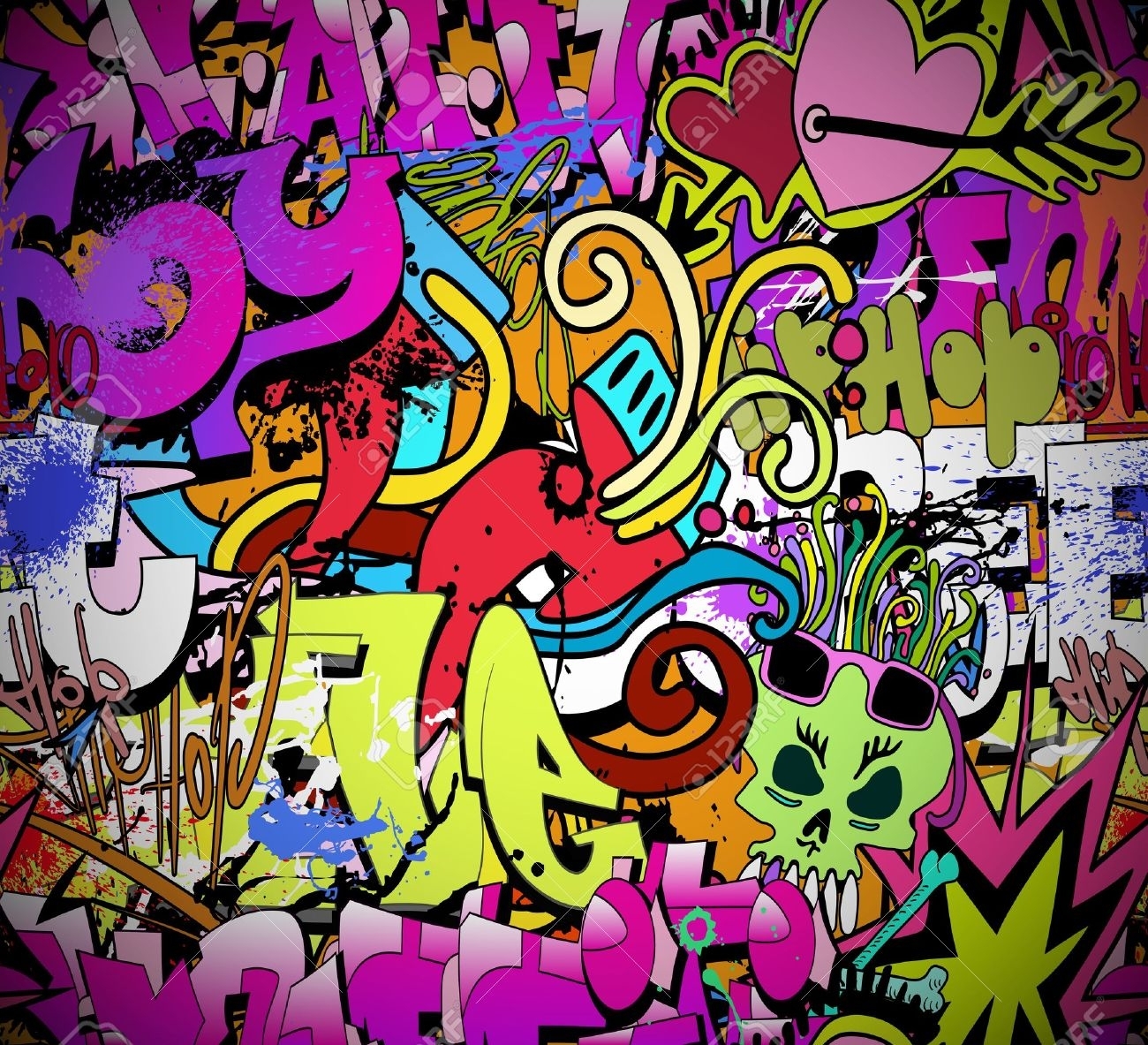 Graffiti Wall Art Background Hip Hop Style Seamless Texture With Regard To Best And Newest Hip Hop Wall Art (Gallery 1 of 15)