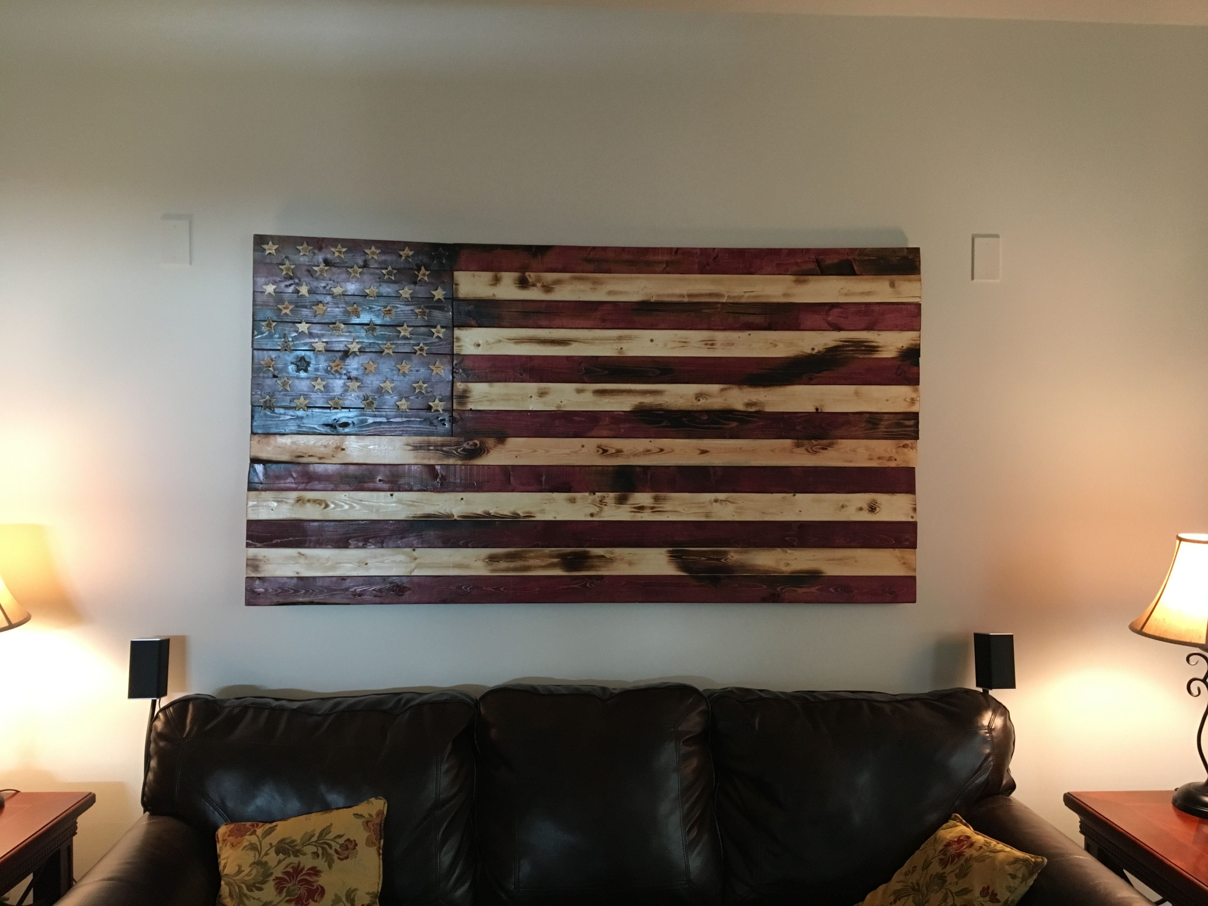 Hand Crafted Rustic American Flag Wall Arto&e Woodworks Intended For Most Recent Rustic American Flag Wall Art (View 1 of 20)