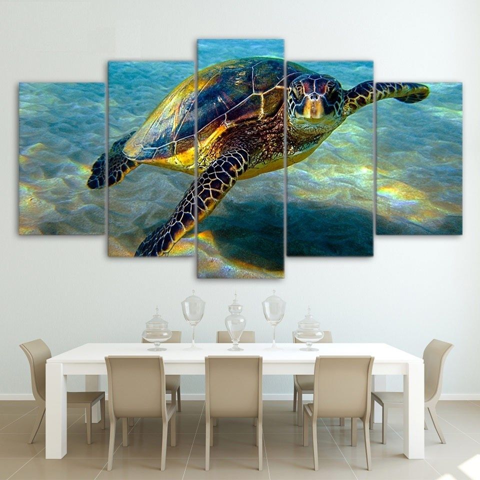 Hd Printed 5 Piece Wall Art Canvas Deep Ocean Turtles Canvas Inside Most Recently Released Sea Turtle Canvas Wall Art (View 1 of 20)
