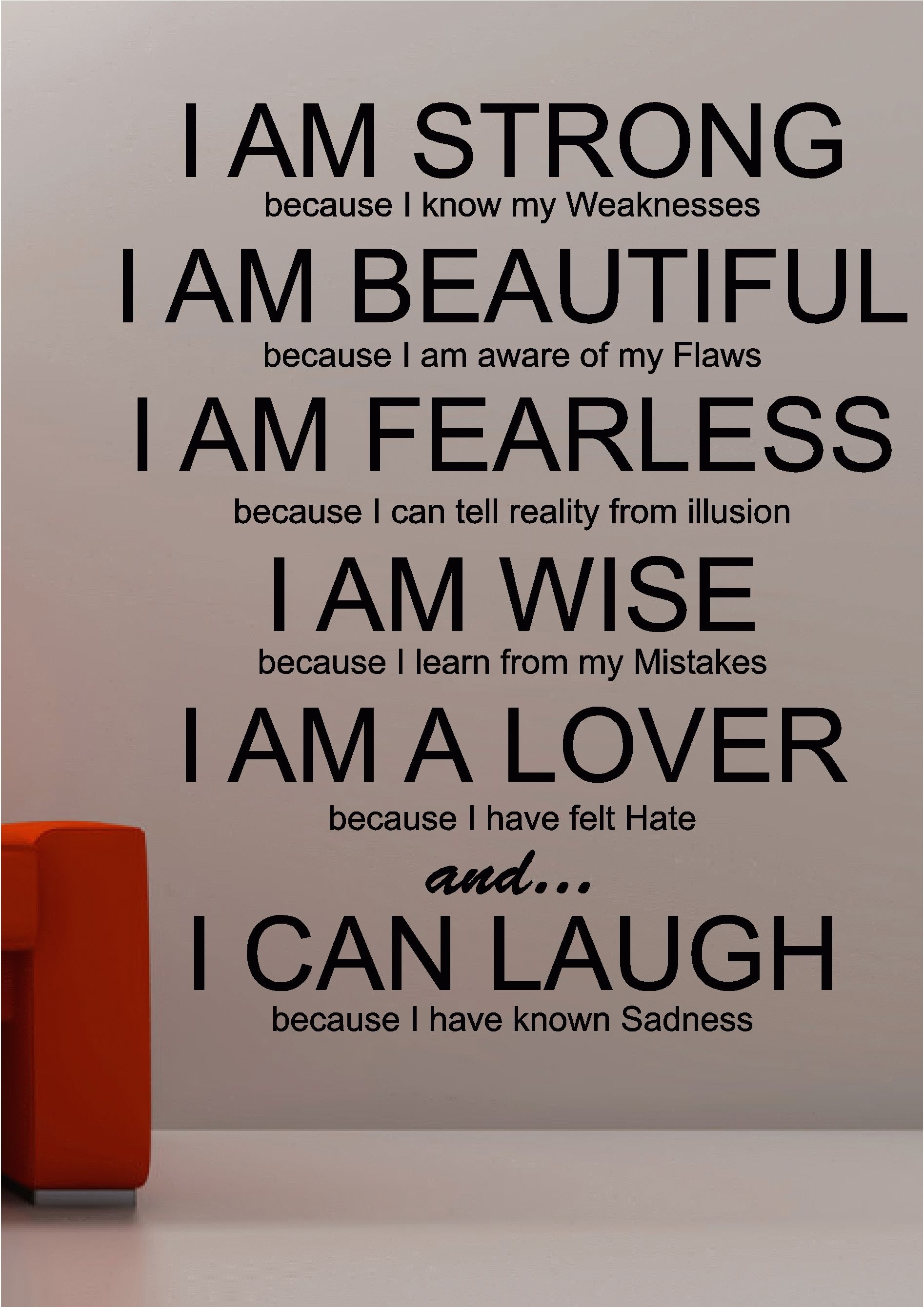 I Am Strong Inspirational Wall Art Quote Sticker Vinyl Lounge Inside Most Up To Date Quote Wall Art (View 16 of 20)