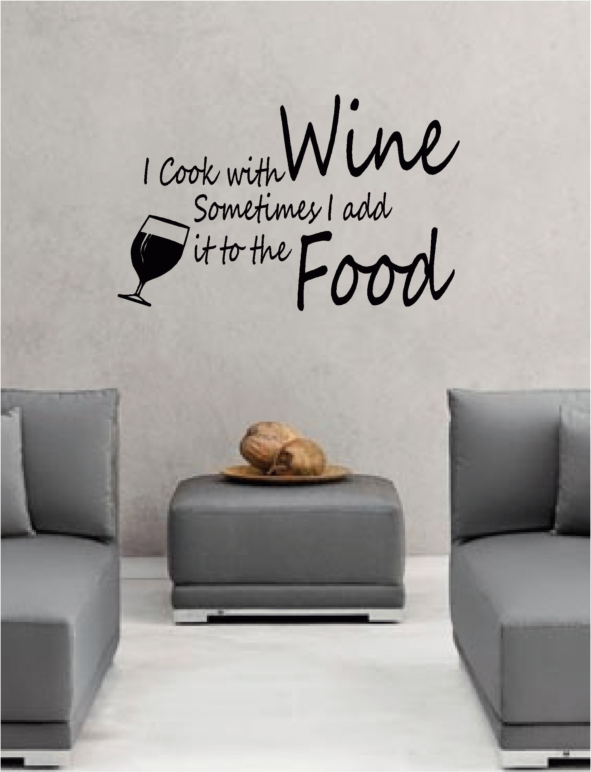 I Cook With Wine Wall Art Vinyl Lounge Kitchen Quote | Ebay Pertaining To 2018 Wall Art For Kitchen (View 10 of 20)