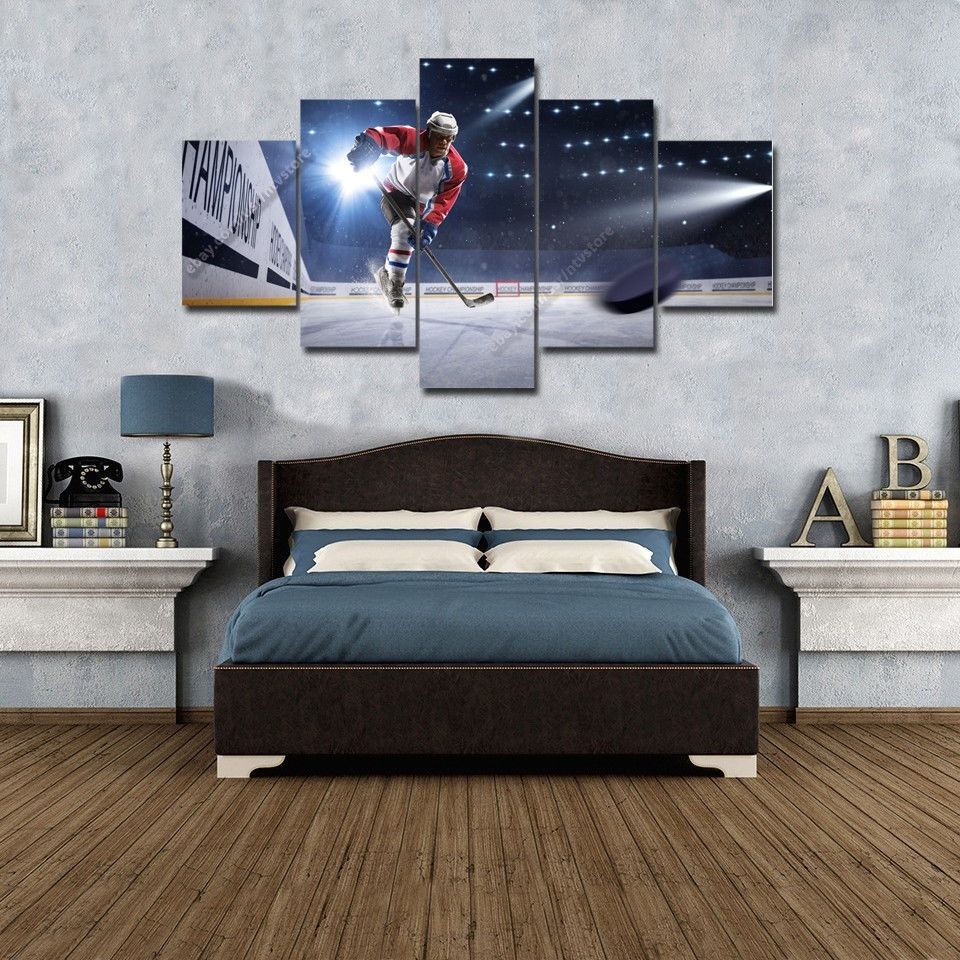 Ice Hockey Wall Art Canvas 5 Piece Print Home Decor World With Regard To Most Current Hockey Wall Art (View 12 of 15)