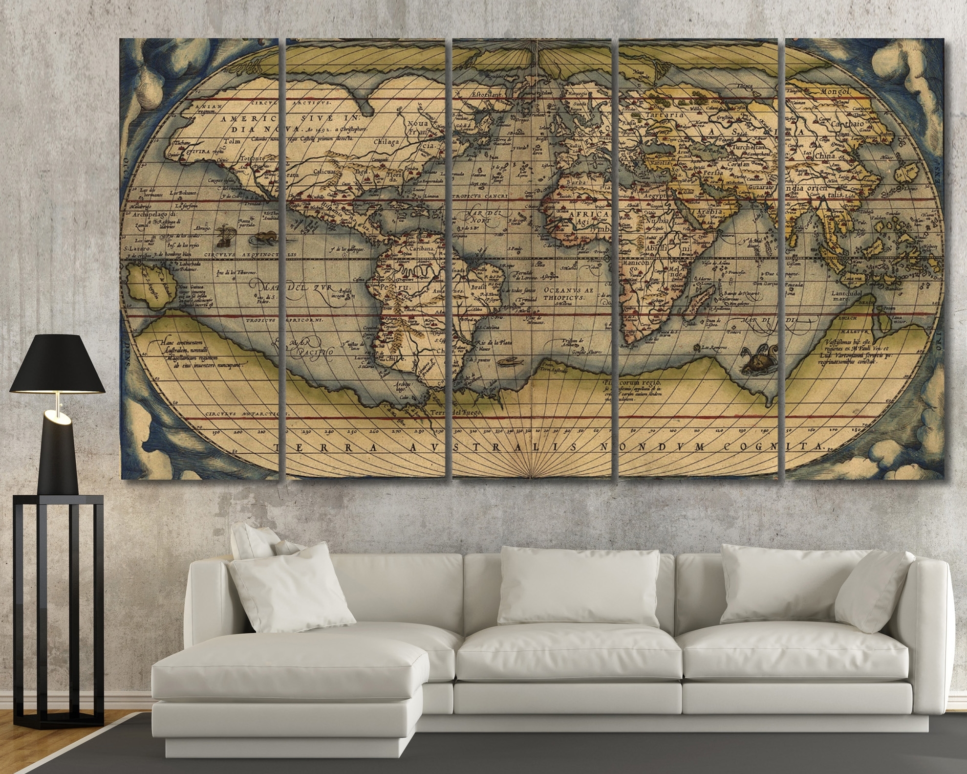 Large Vintage Wall Art Old World Map At Texelprintart In Newest Vintage Wall Art (Gallery 1 of 15)