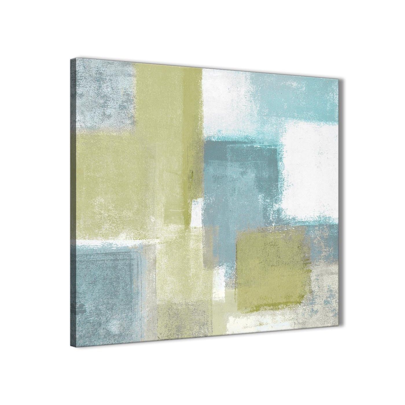 Lime Green Teal Abstract Painting Canvas Wall Art Print – Modern In Recent Oversized Teal Canvas Wall Art (View 5 of 20)